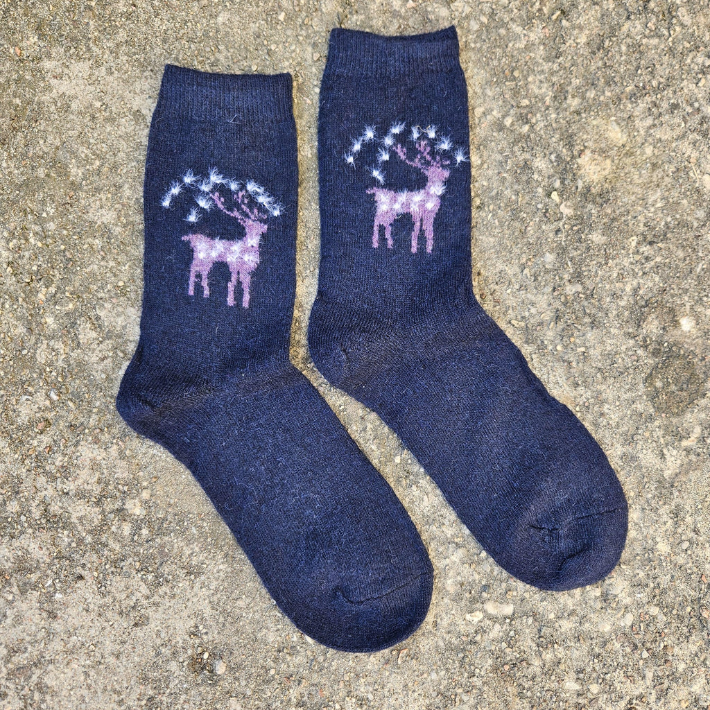 Thin Merino Wool Socks – Nordic Warm Cozy Reindeer Socks | Size EUR 35-42