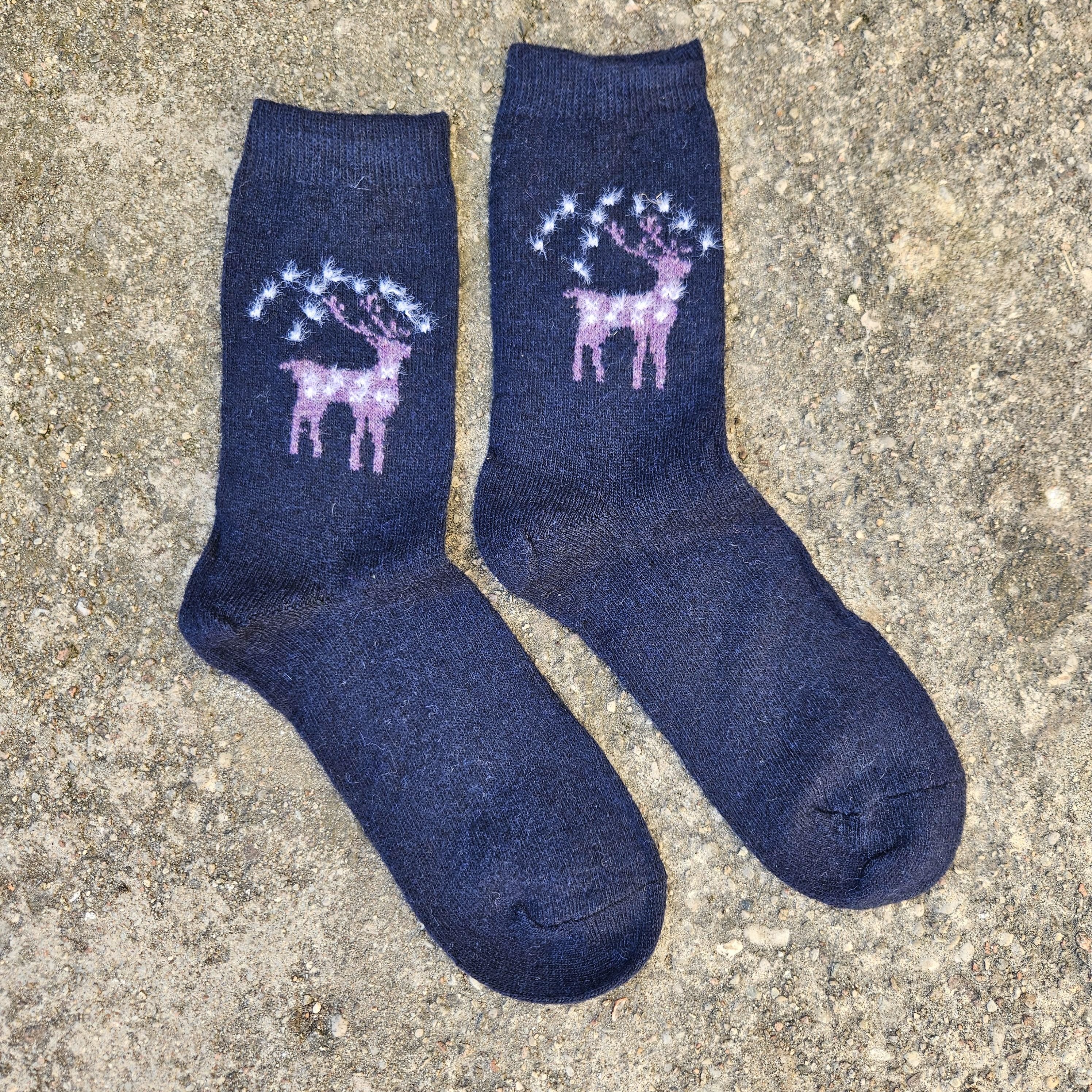 Thin Merino Wool Socks – Nordic Warm Cozy Reindeer Socks | Size EUR 35-42