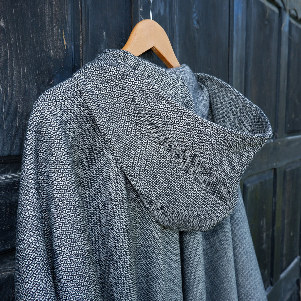 Wool Poncho - Unisex Ruana Cape Grey Wool Blanket With Or Without Hood