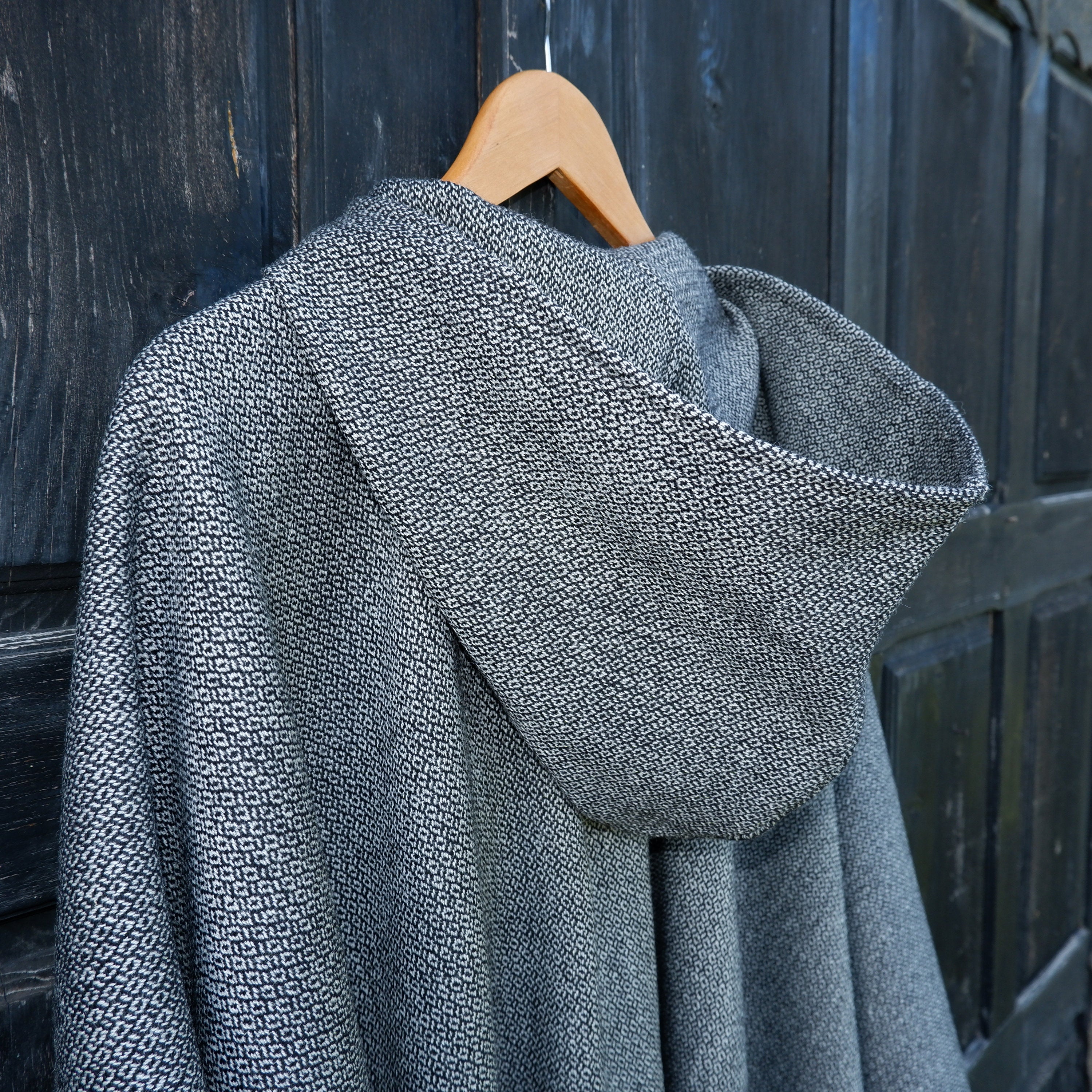 Wool Poncho - Unisex Ruana Cape Grey Wool Blanket With Or Without Hood