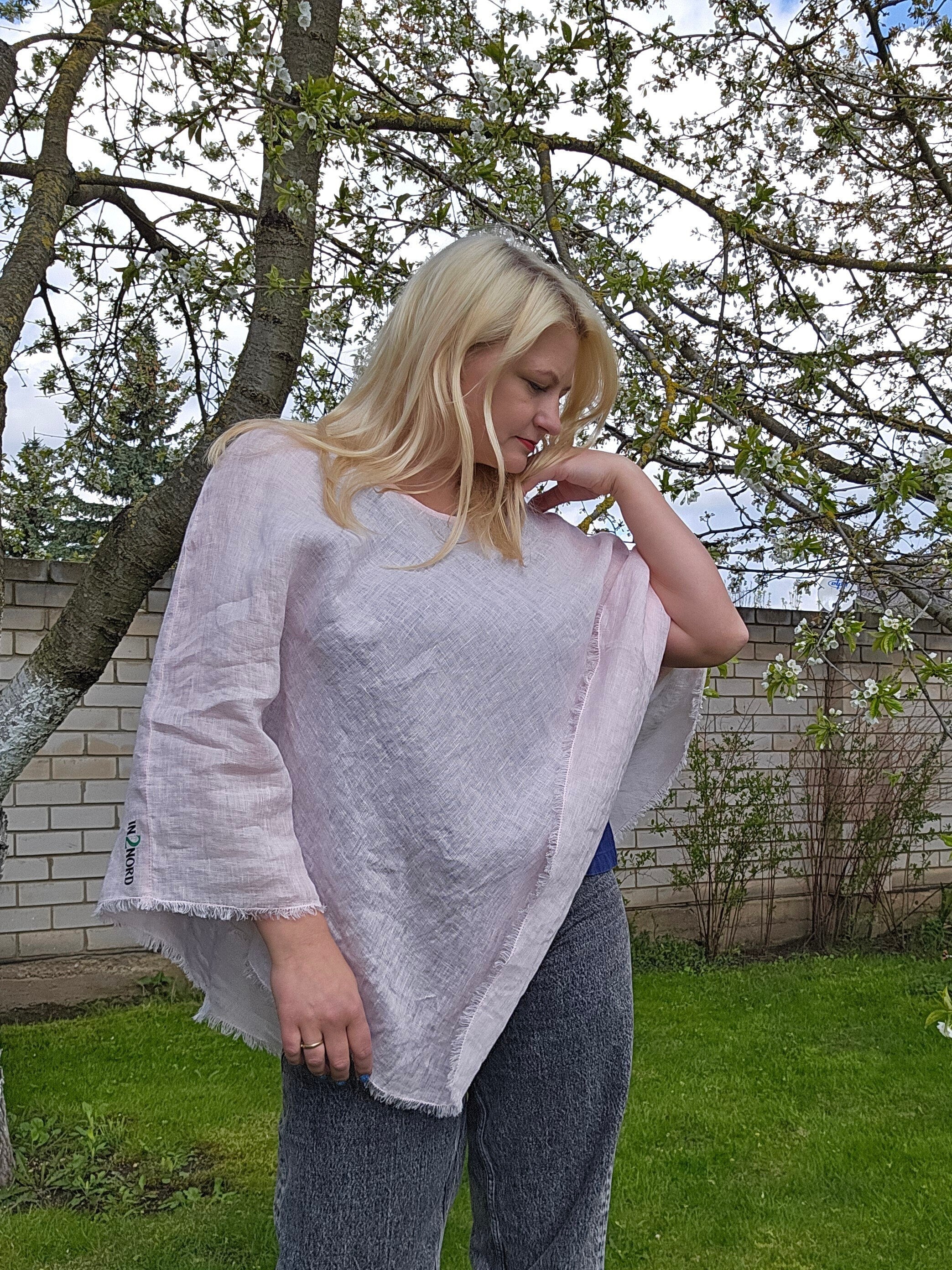 Linen poncho cape shawl VISBY - Unisex ruana cape cloak shawl Women, mom gift , flax  Gauze sheer Cover Up, Summer Vacation Outfit one size