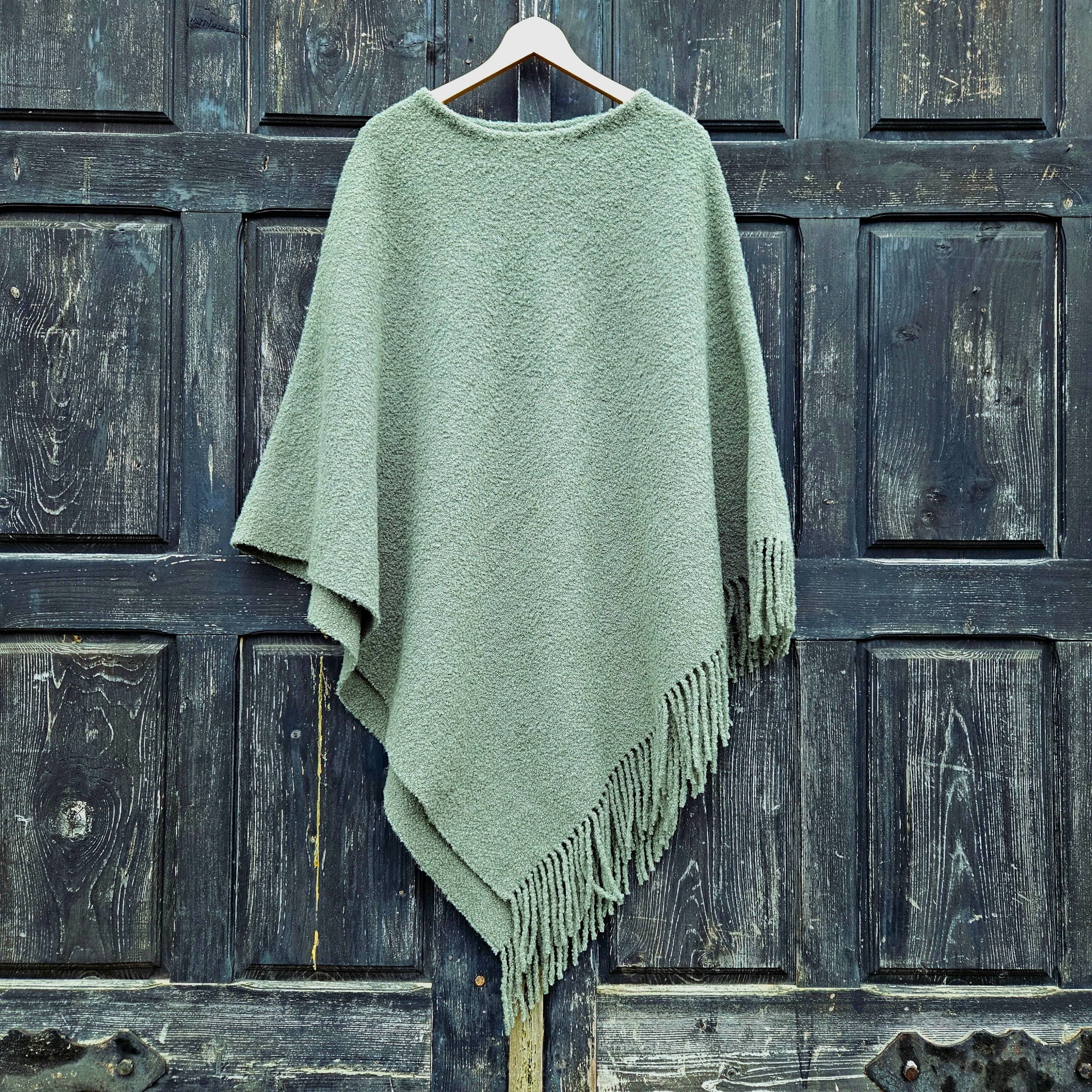 green wool poncho cape cloak