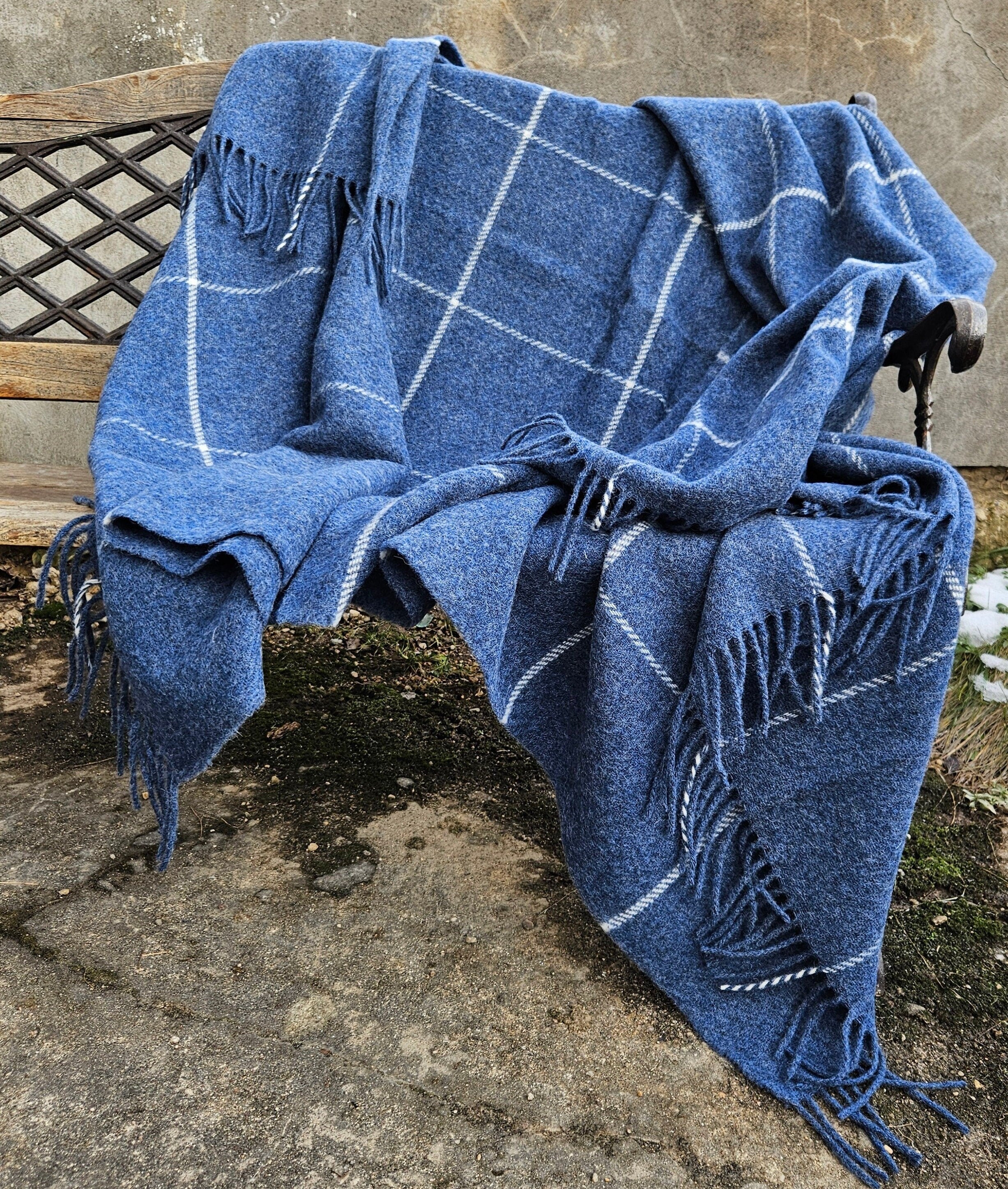 blue wool blanket for hygge home