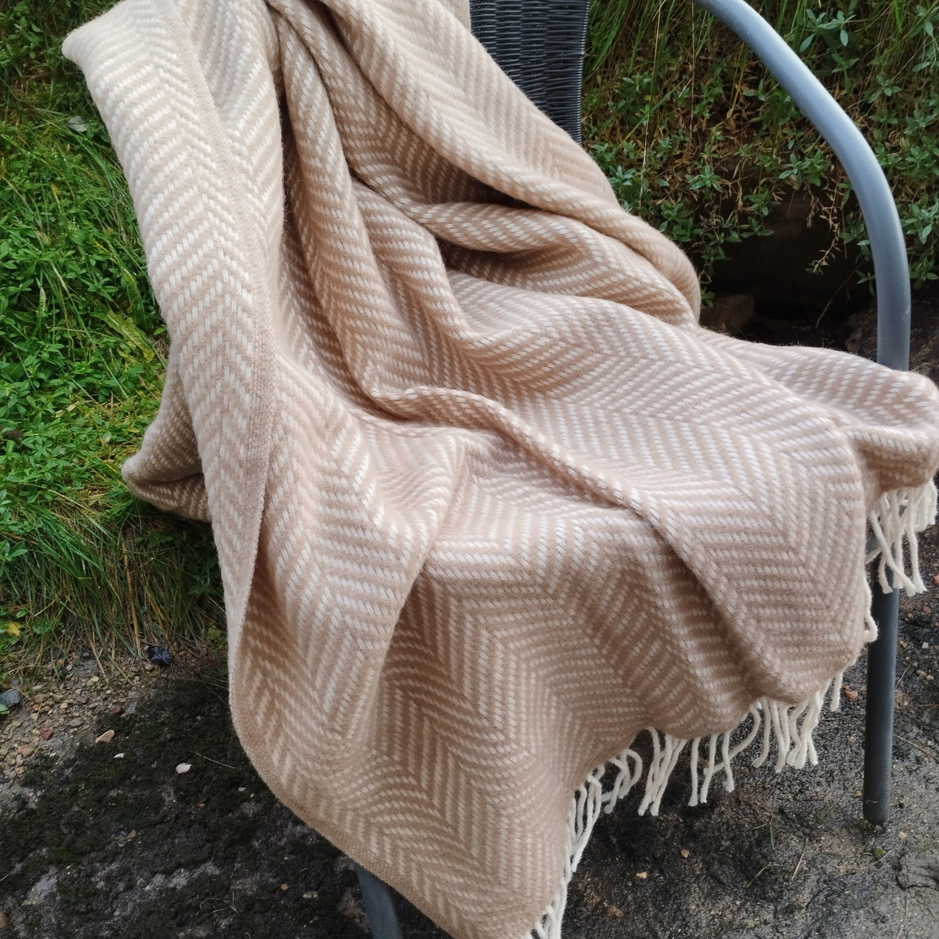 Extra fine quality lambswool blanket soft warm and cozy large brown large sofa throw plaid blanket MERINO WOOL 150x220cm/55x79 inch IN2NORD