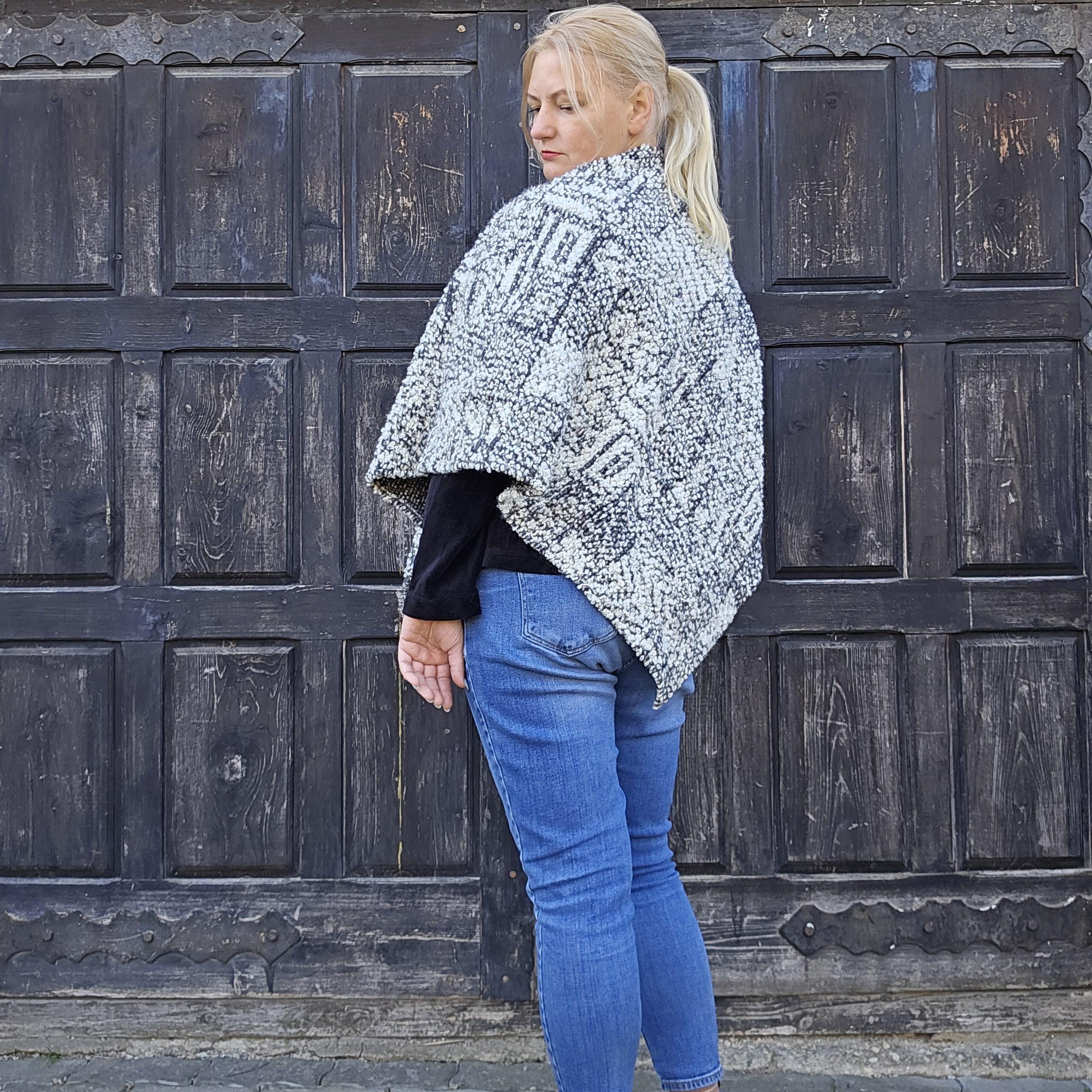 Wool Blanket Poncho – Hooded Wool Cape | Comfortable Outdoor Cape, Unisex