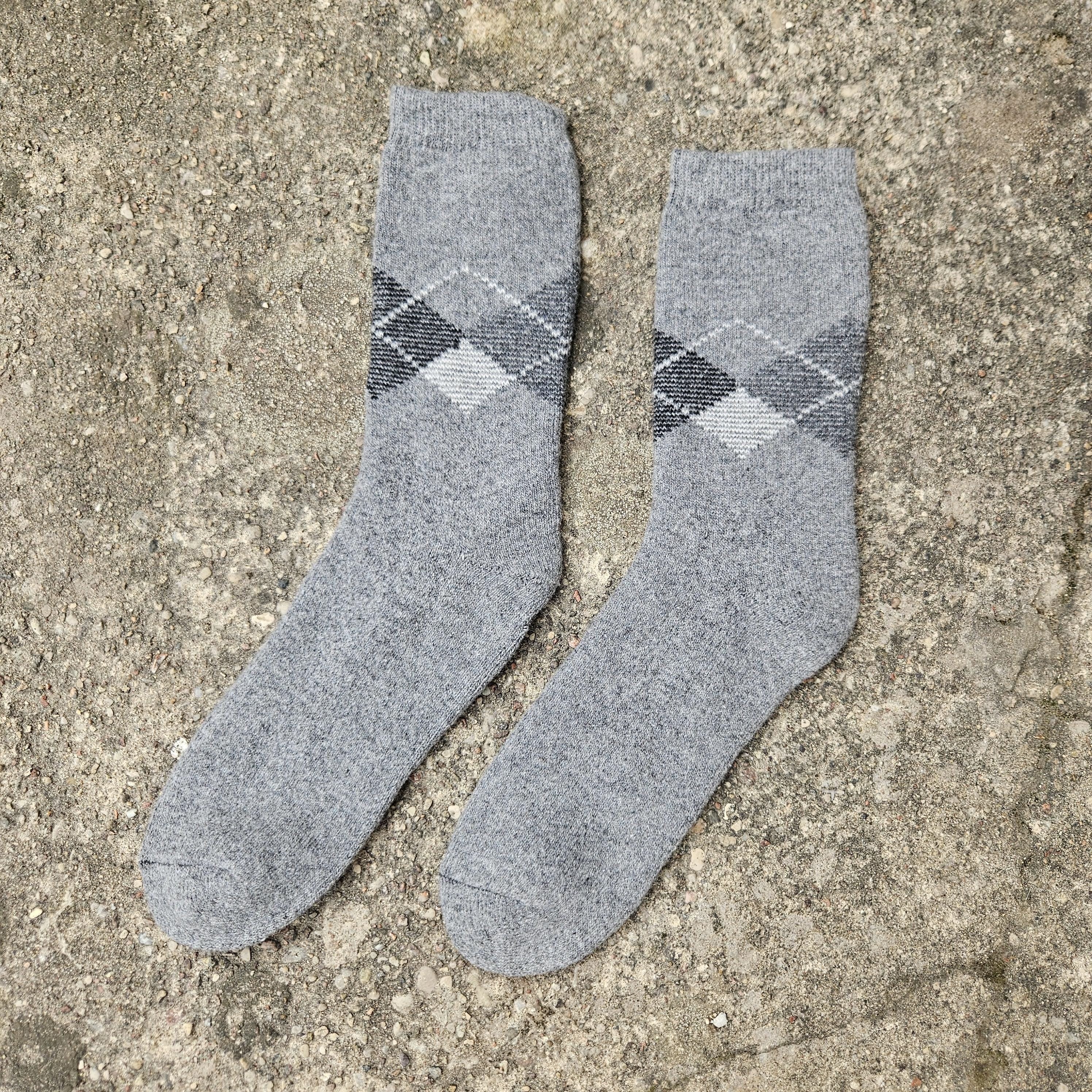 MERINO WOOL Socks thicker - Size EUR 39-42 43-46 Men Unisex Classic Gray - Nordic walking socks Hiking everyday warm socks