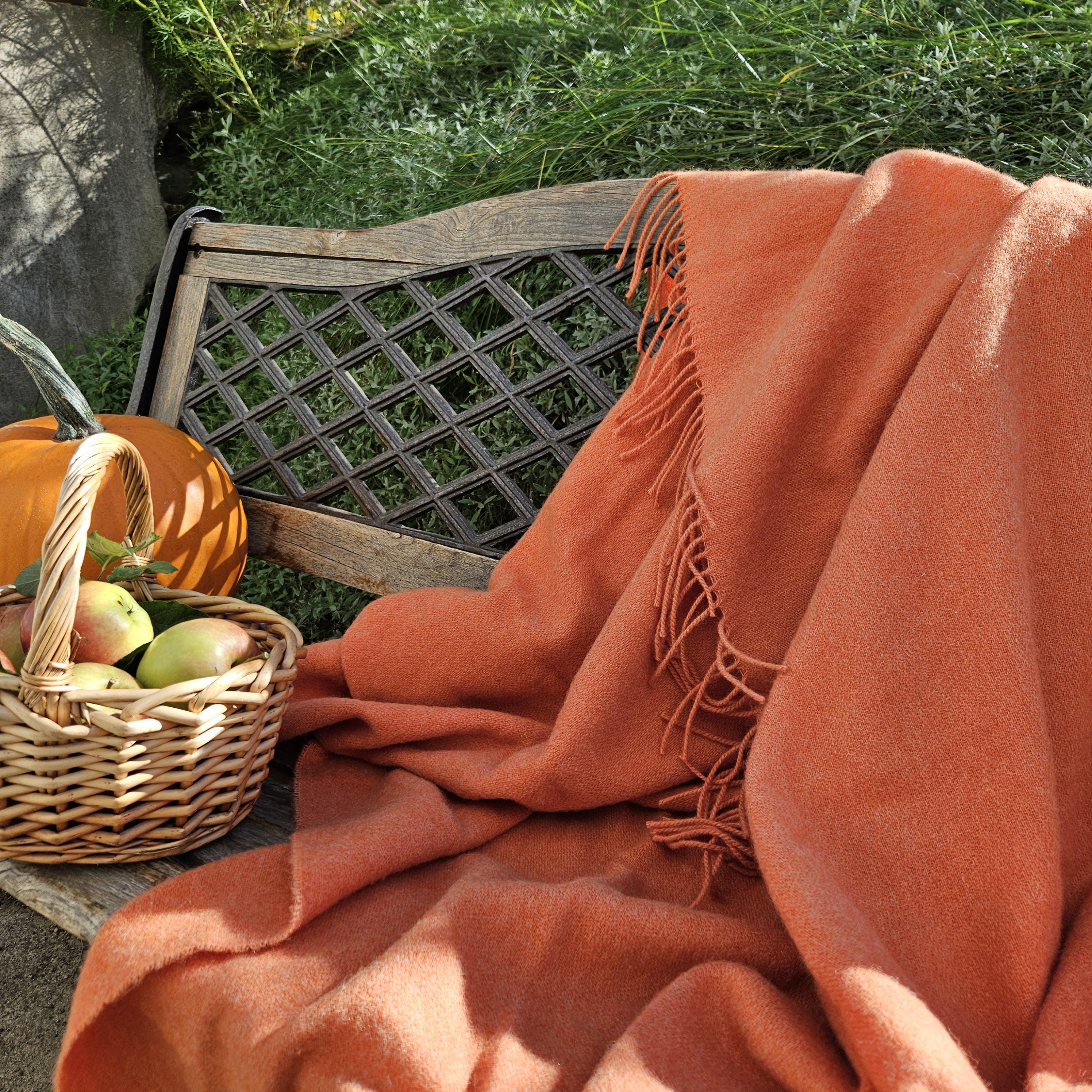 Lambswool Blanket – Reversible Wool Throw Plaid | Warm Winter Blanket, Cozy Home