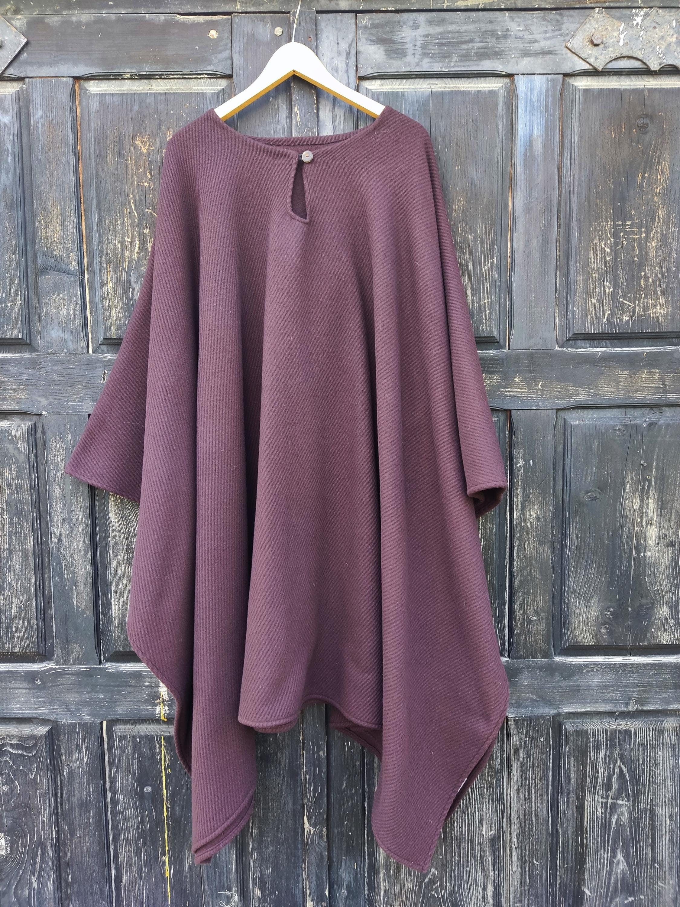 Wool poncho OLAND Unisex ruana cape, brown wool blanket poncho with or without  hood, Comfortable cape cloak shawl outdoor In2Nord