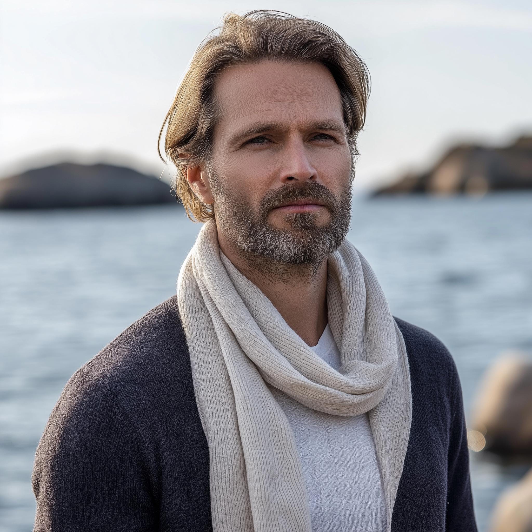 Merino Wool Scarf – Lightweight Soft Thermal Neckwear, Machine Washable Gift