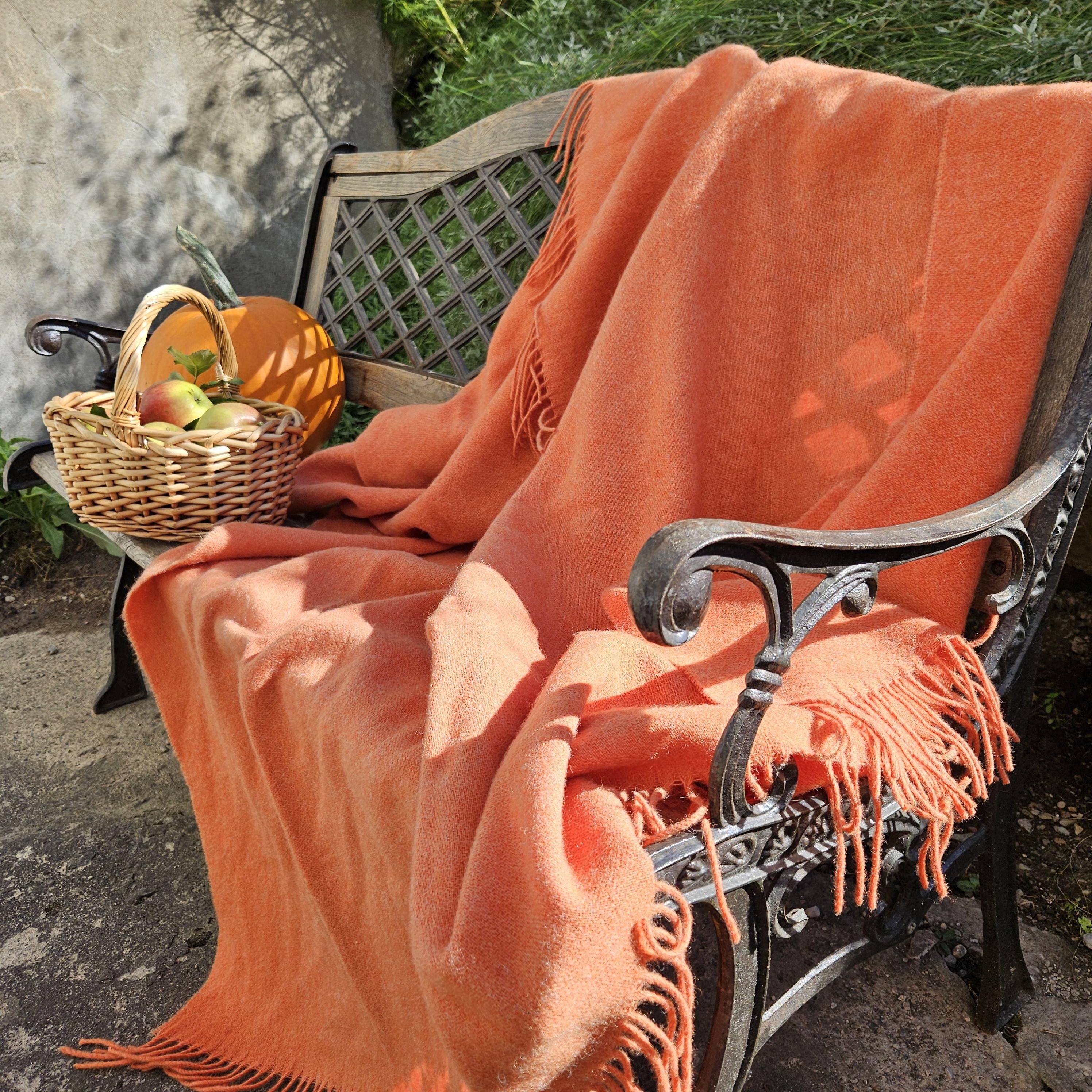 Lambswool Blanket - Reversible Natural Wool Plaid Throw | Cozy Warm Winter Cover