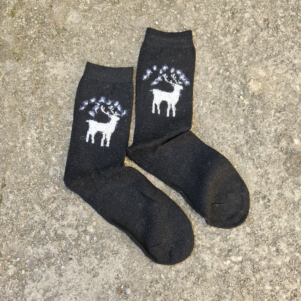 Thin Merino Wool Socks – Nordic Warm Cozy Reindeer Socks | Size EUR 35-42