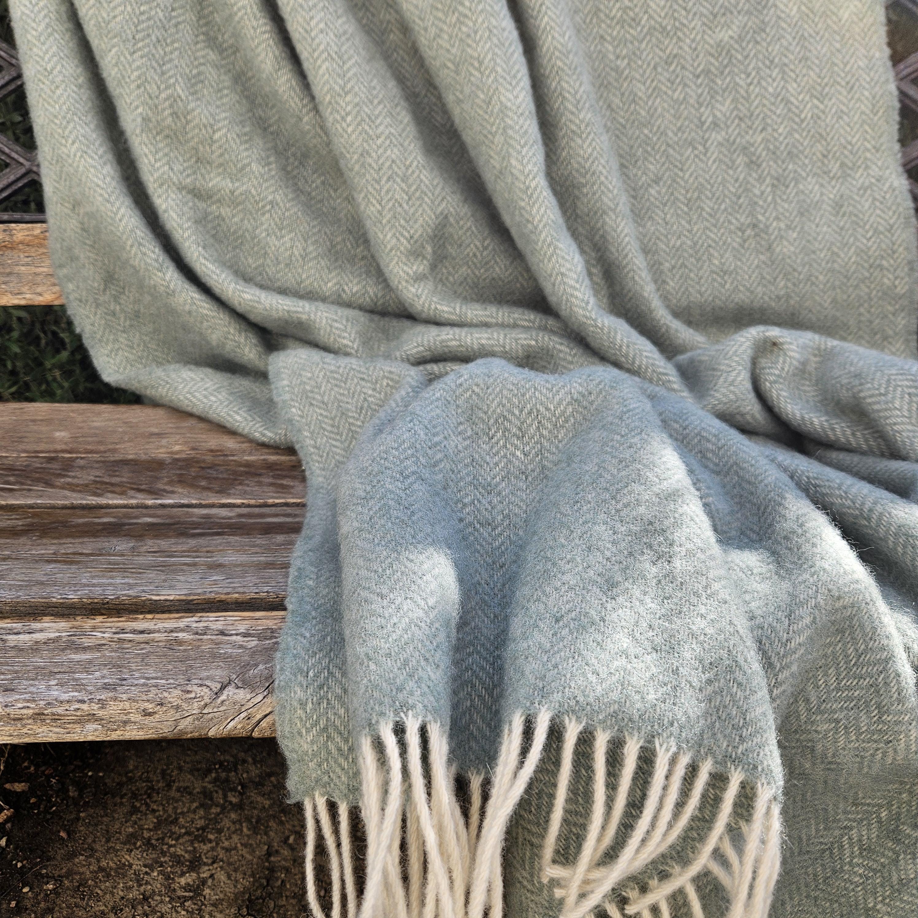 Herringbone WOOL BLANKET Hera in New Zealand wool Natural sofa throw Doublesided plaid IN2NORD Europe Aesthetic home Winter blanket