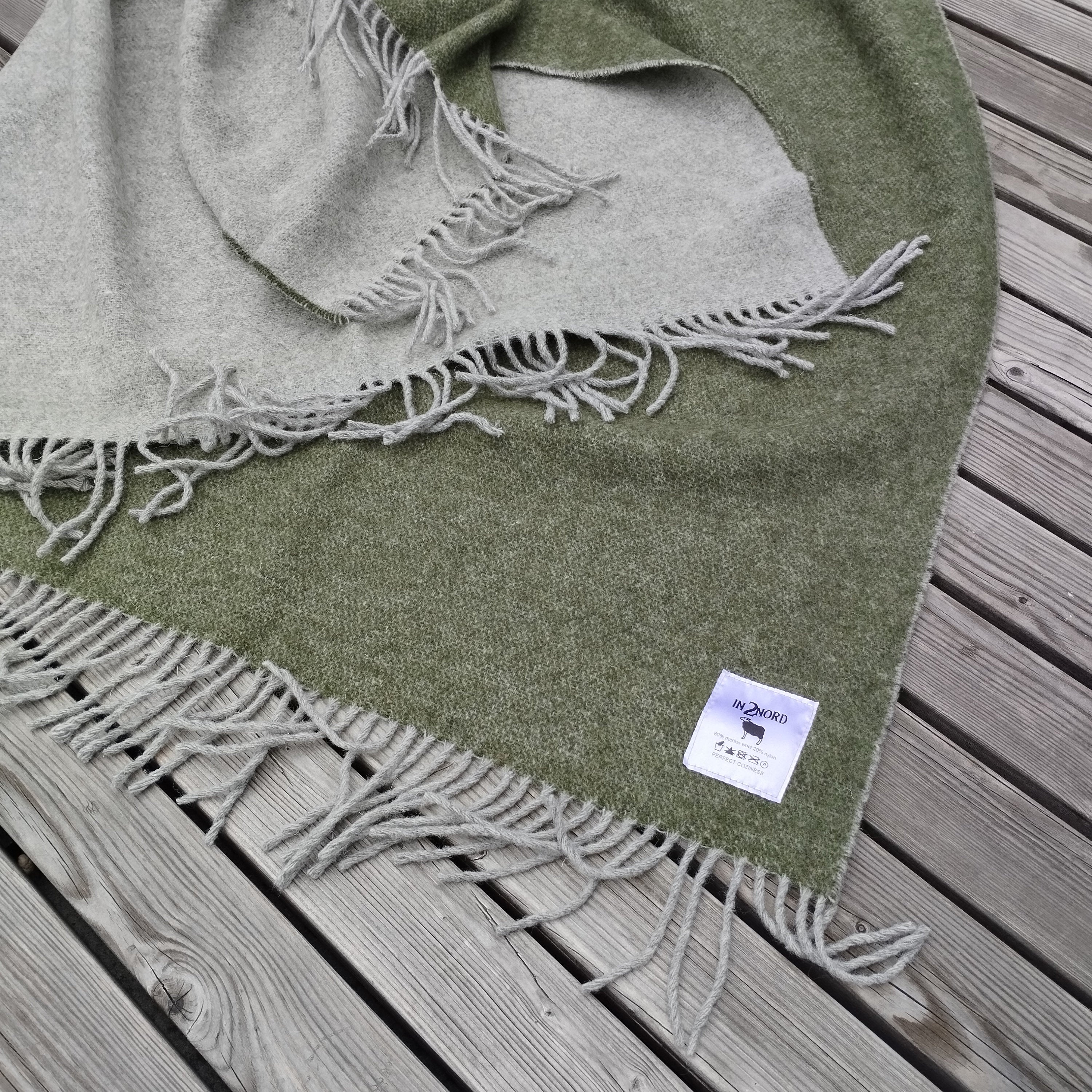 Merino Wool Throw - Reversible Wool Blanket | Soft Warm Bedspread for Cozy Home