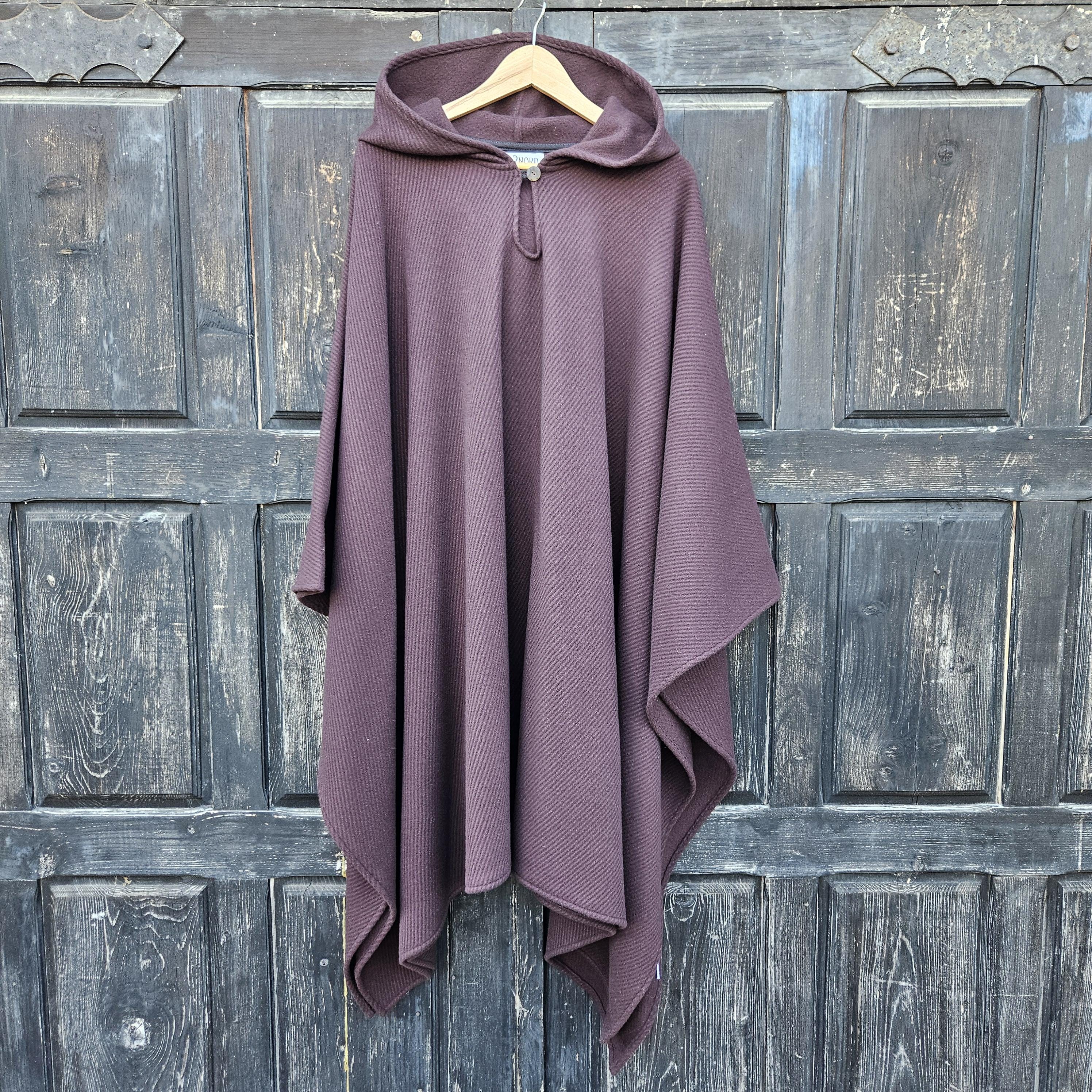 Wool Poncho – Comfortable Unisex Ruana Cape | Green Wool Blanket Shawl, Hooded or Without Hood
