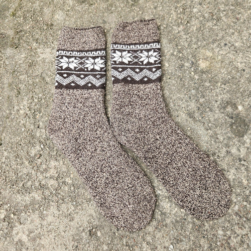 ALPACA WOOL Socks Nordic Star  gray blue brown - Size EUR 39-46  ankle socks for men or women Unisex Diabetic Wide Non-Binding Top