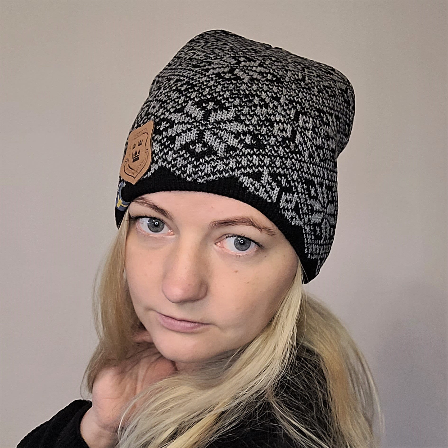 Knitted Wool Hat - Unisex Winter Beanie With Snowflake Pattern | Warm Soft Merino Wool