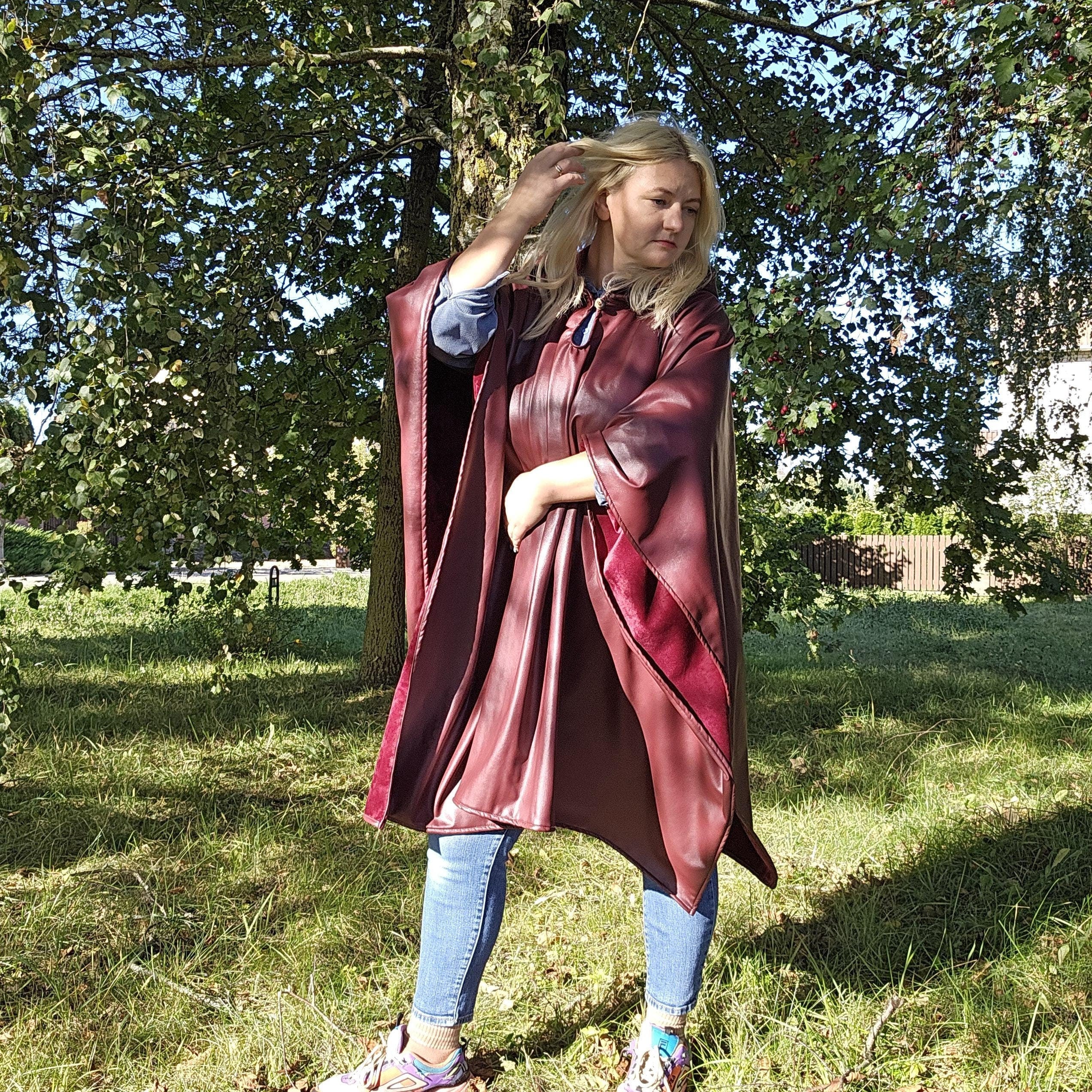 rain poncho unisex red burgundy