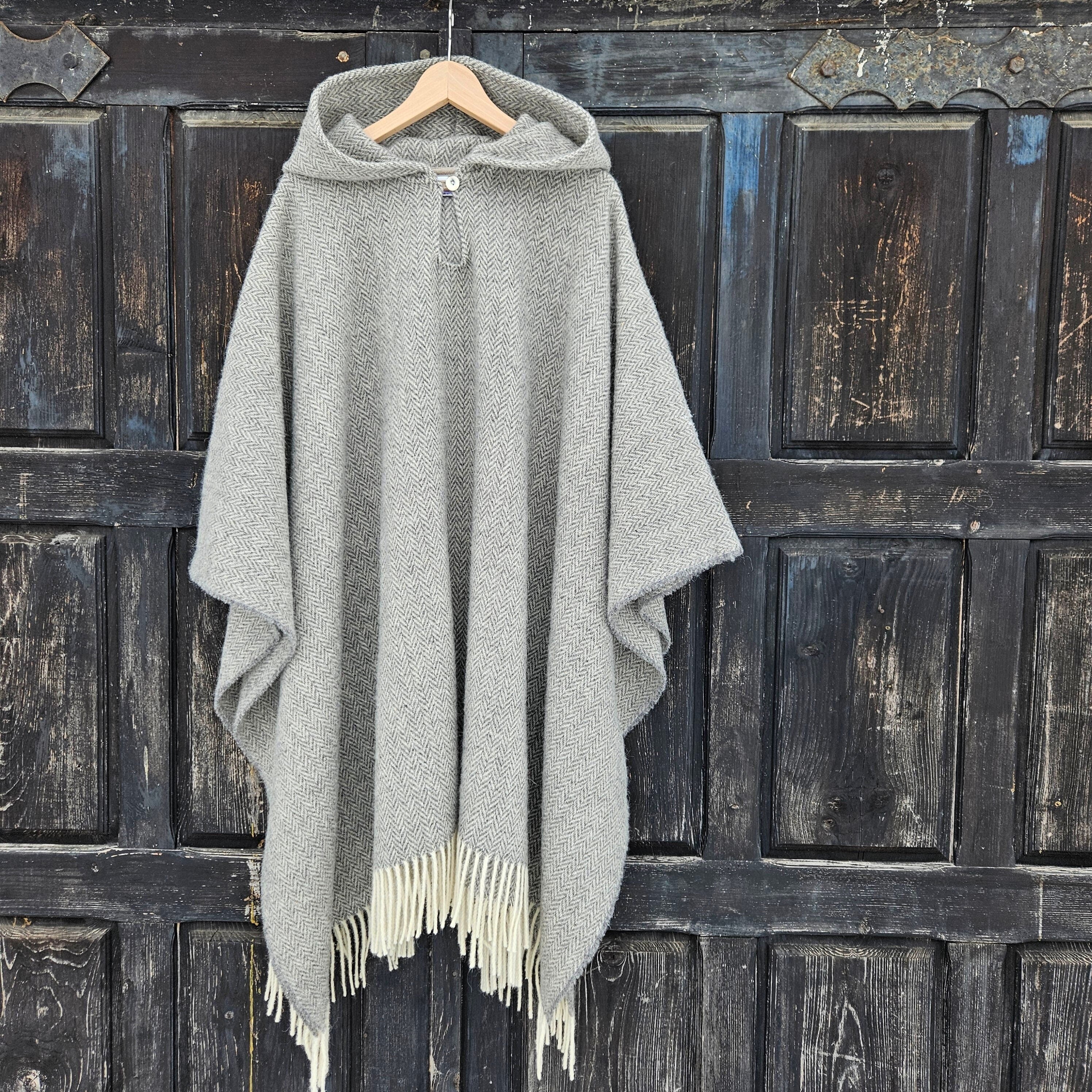 wool oncho cape, men wool cloak coat, women wool shawl, grey wool poncho cape