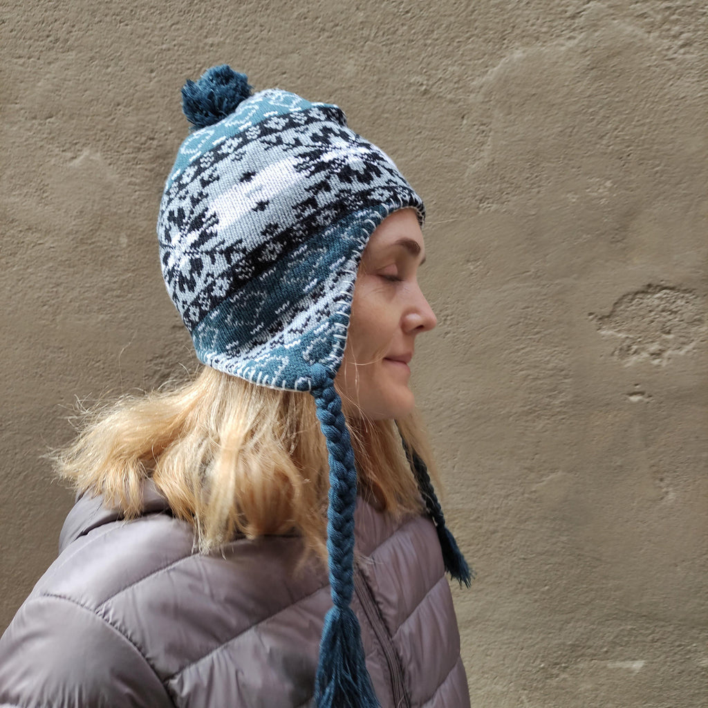 Wool Knitted Beanie - Hand Knit Warm Beanie With Earflap, Fleece Lined Hat