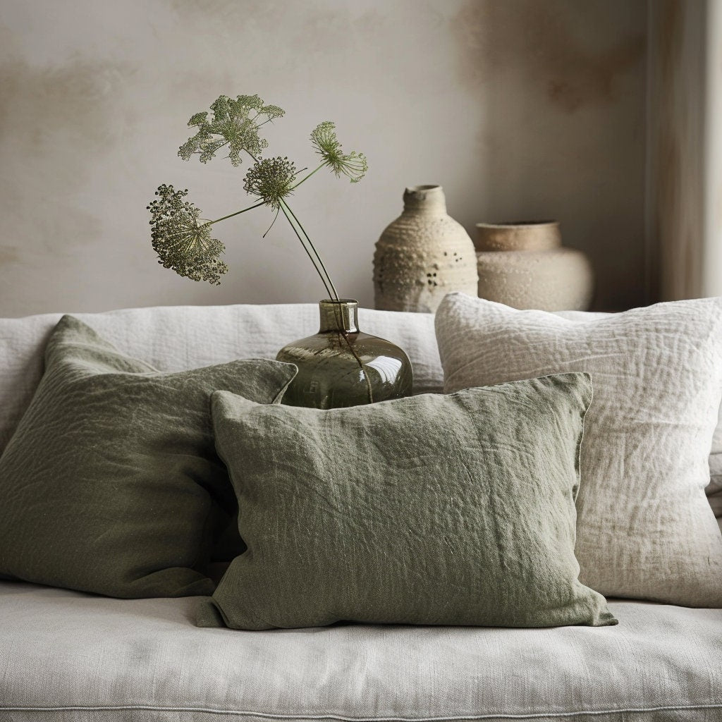 Pillowcase in heavy linen - Stone Washed Sham Pillow Case Cover - Cushion cover custom size Standard Queen King Euro  Natural Organic grey