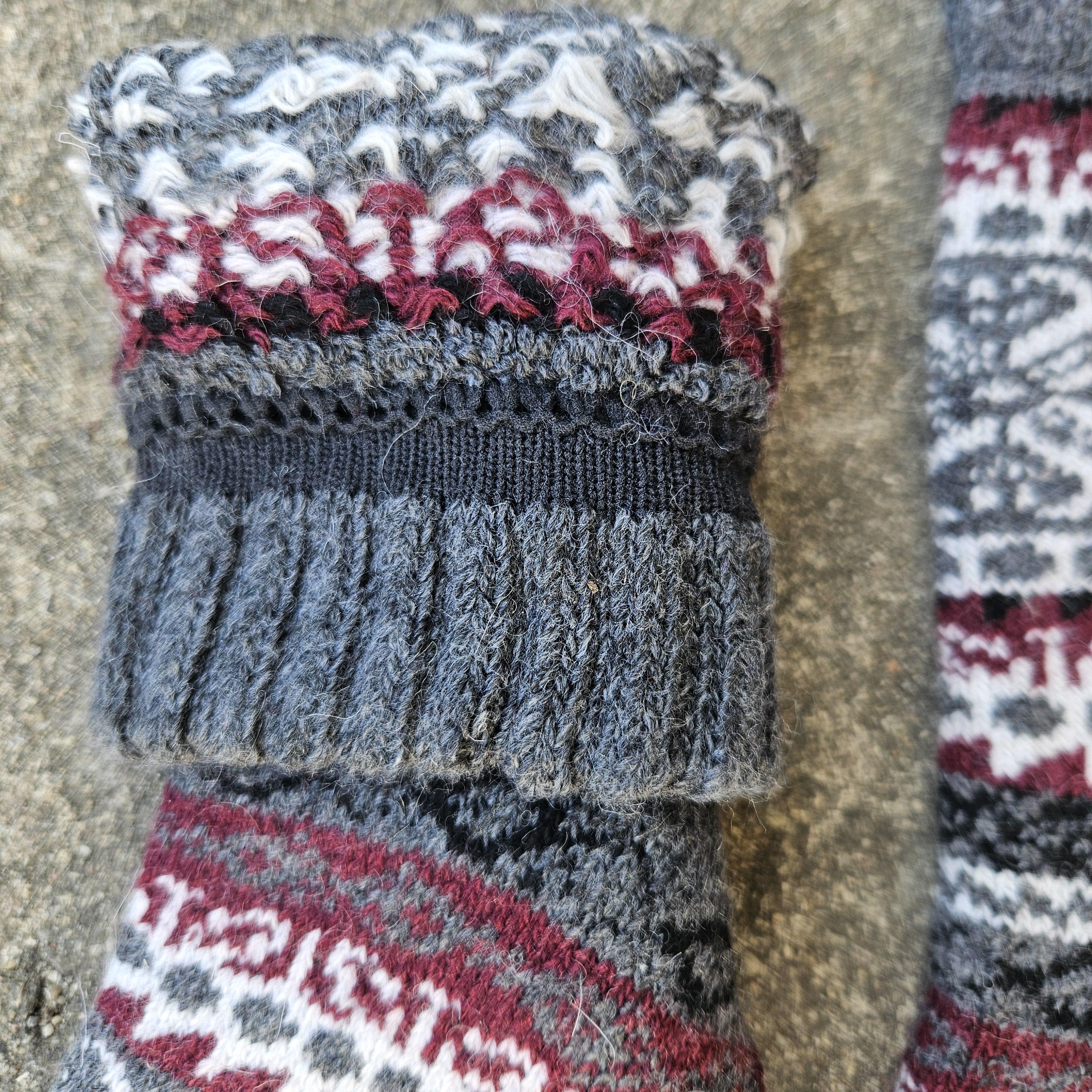 ALPACA WOOL Socks Nordic Dalarna gray navy black  - Size EUR 39-46  ankle socks for men women Unisex Survival Alpaca Survival socks Large