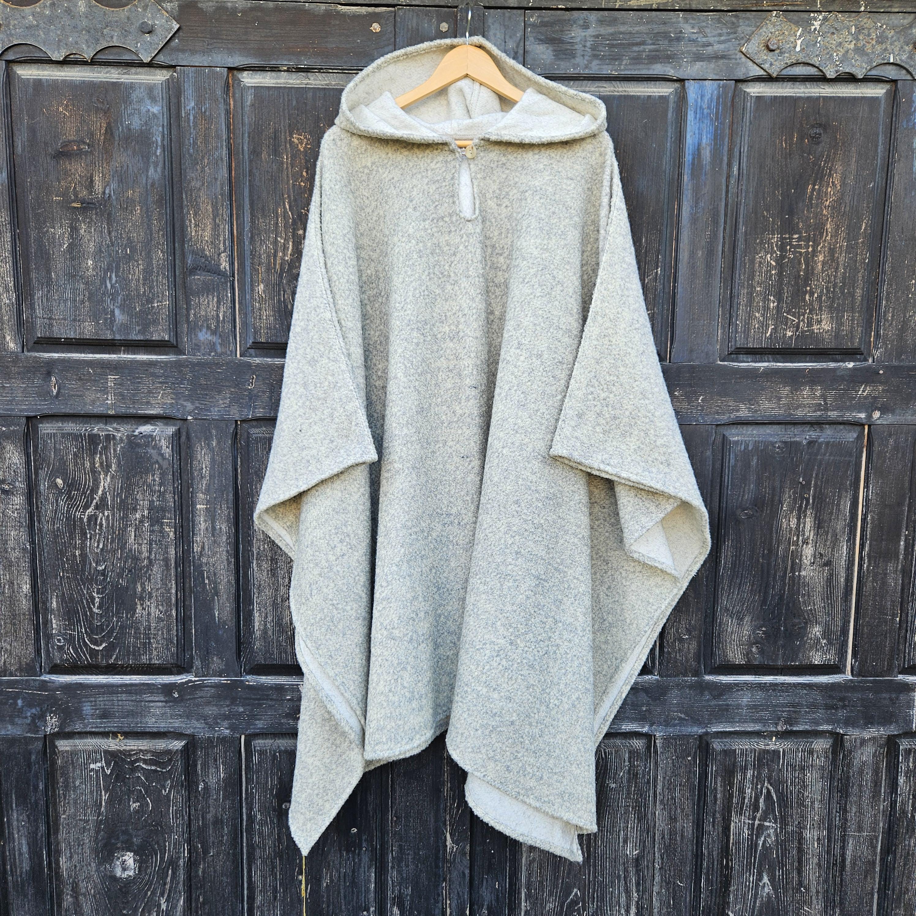 Wool poncho OLAND - Unisex ruana cape NAVY wool blanket poncho with or without  hood - Comfortable cape cloak shawl outdoor for men women