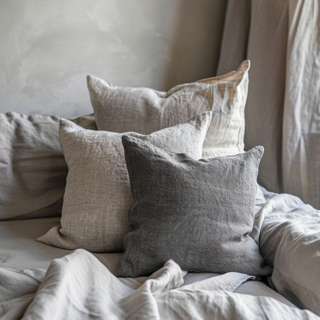 Heavy Linen Pillowcase – Stone Washed Cushion Cover | Custom Size Organic Grey Sham