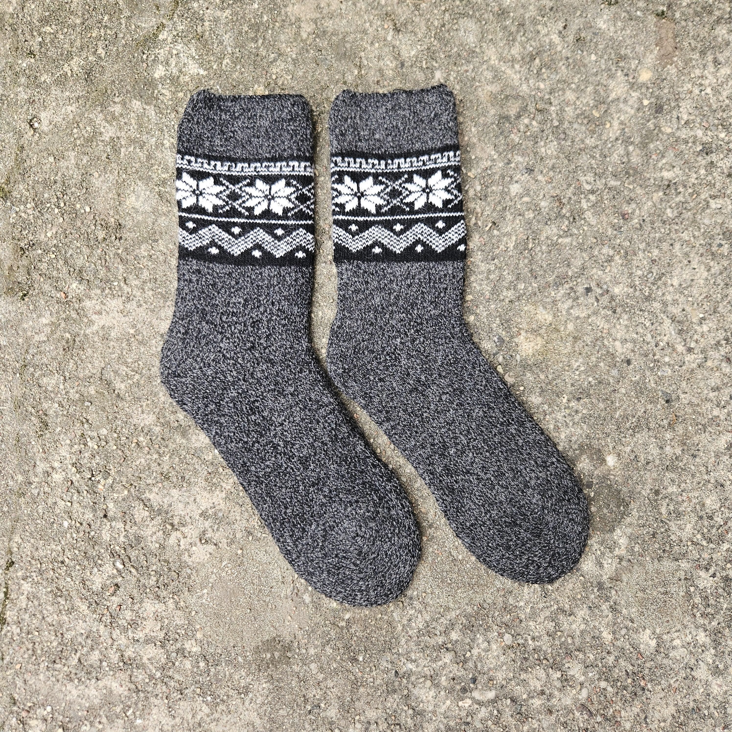 Alpaca Wool Socks NORDIC STAR – Diabetic Non Binding Top | Wide Fit Thick Wool Socks