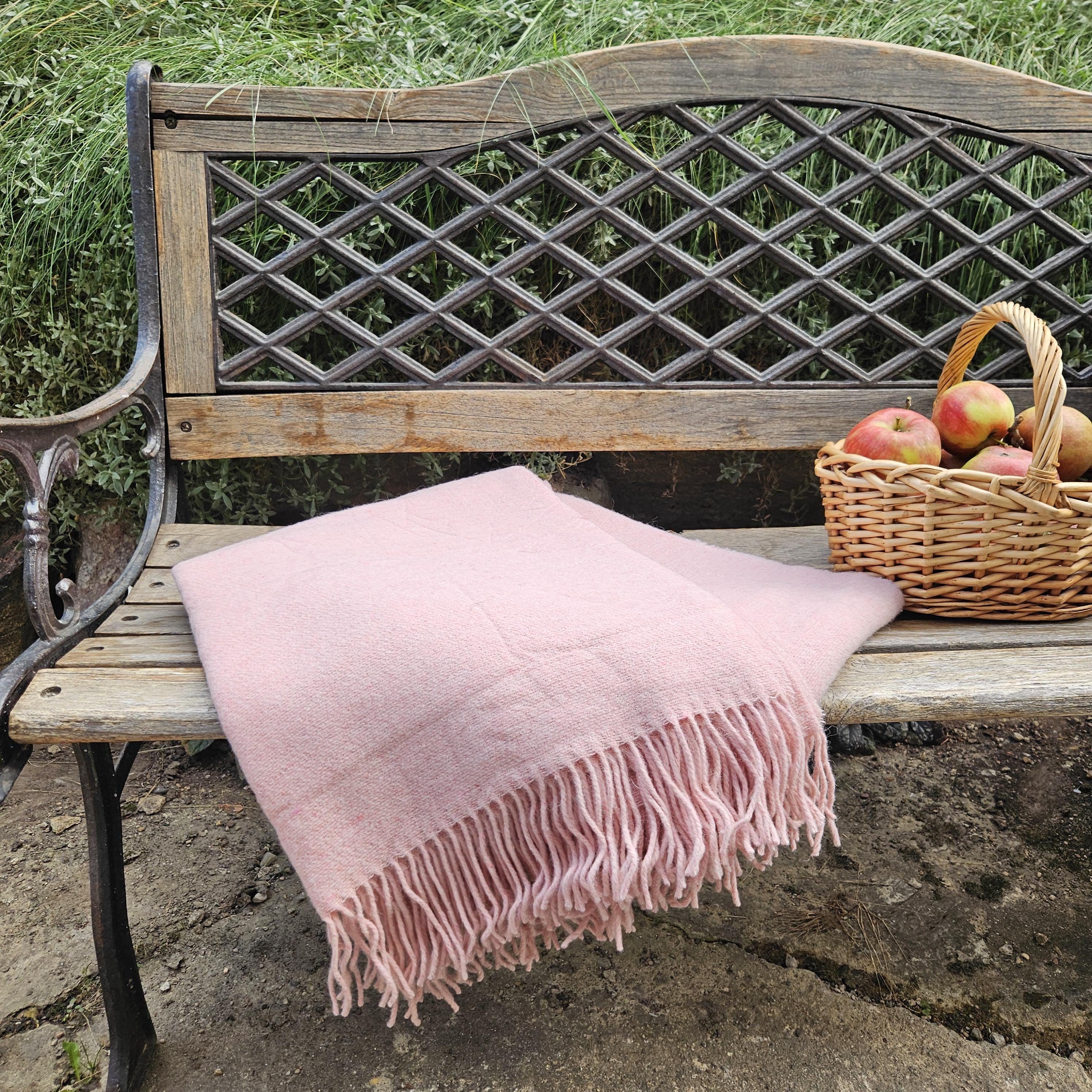 Lambswool blanket in pale pink, 100% wool natural throw plaid, IN2NORD hygge home Blanket, Throw Plaid Warm thanksgiving Gift