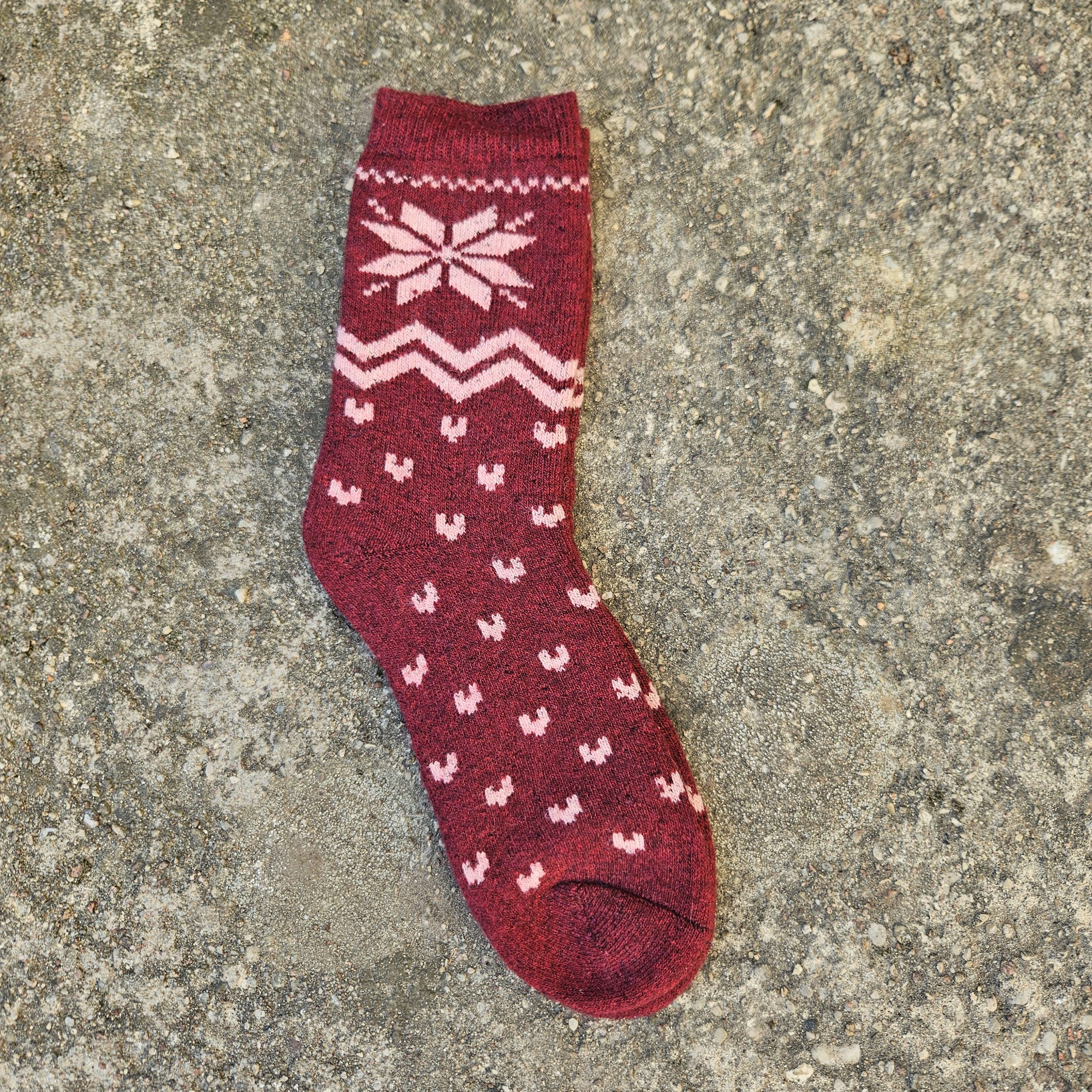 Thicker Merino Wool Socks – Nordic Warm Navy Blue Snowflake | Unisex Hiking & Everyday