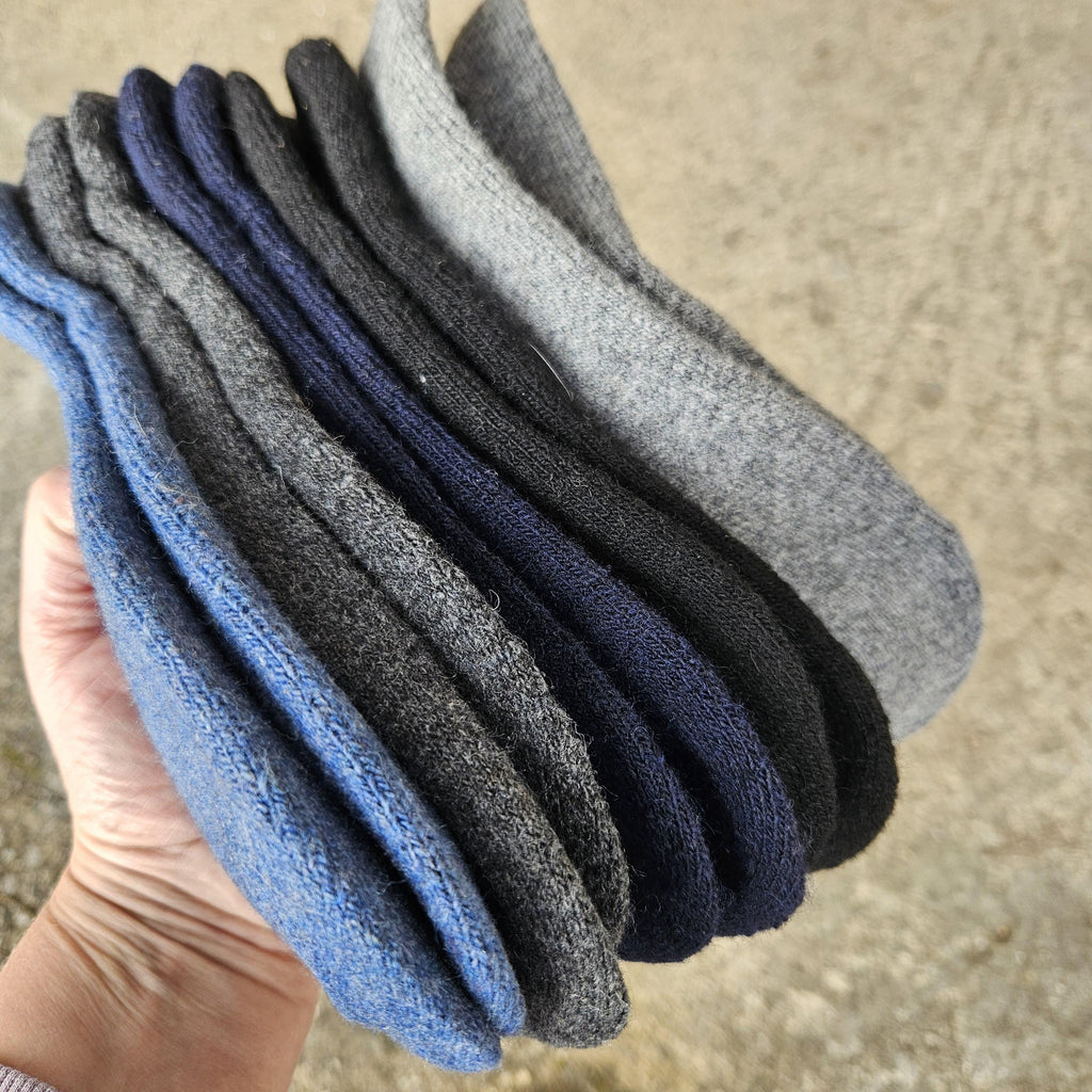 MERINO WOOL Socks thicker - Size EUR 39-42 43-46 Men Unisex Classic Brown Gray Back Navy  - Nordic walking socks Hiking everyday warm socks