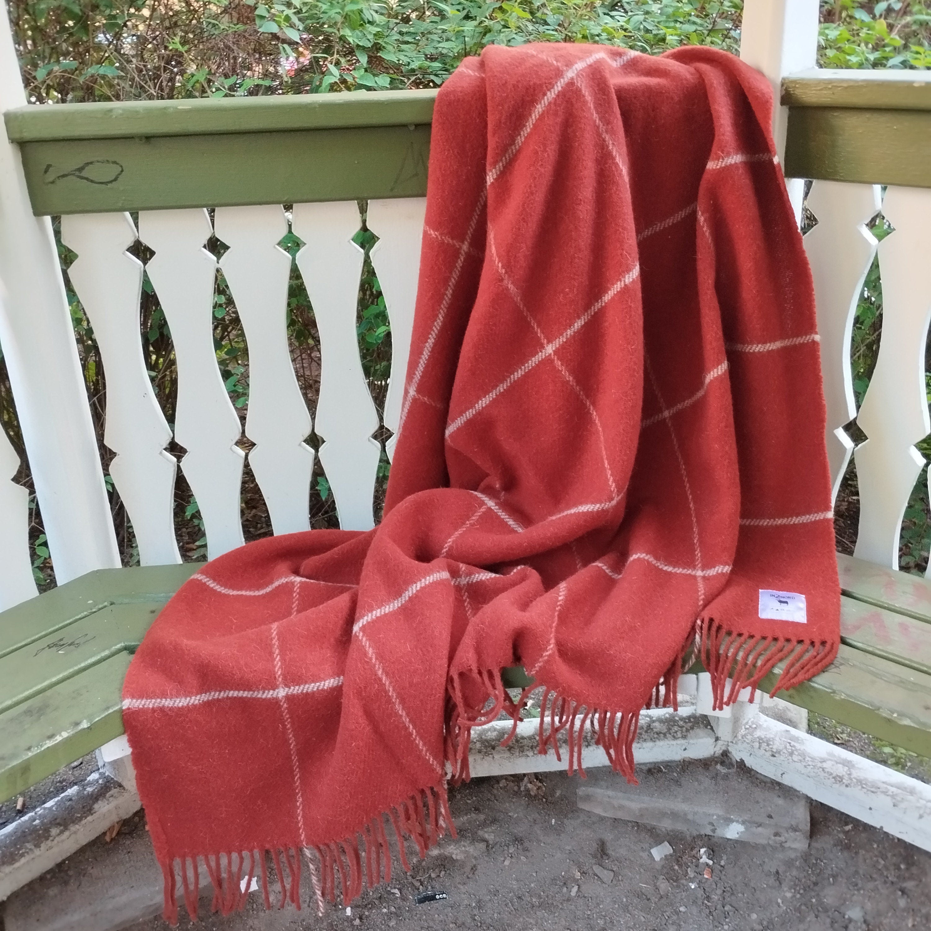 Wool Blanket – Scandinavian Plaid Sofa Couch Throw | Warm Thick Bedspread for Cozy Home