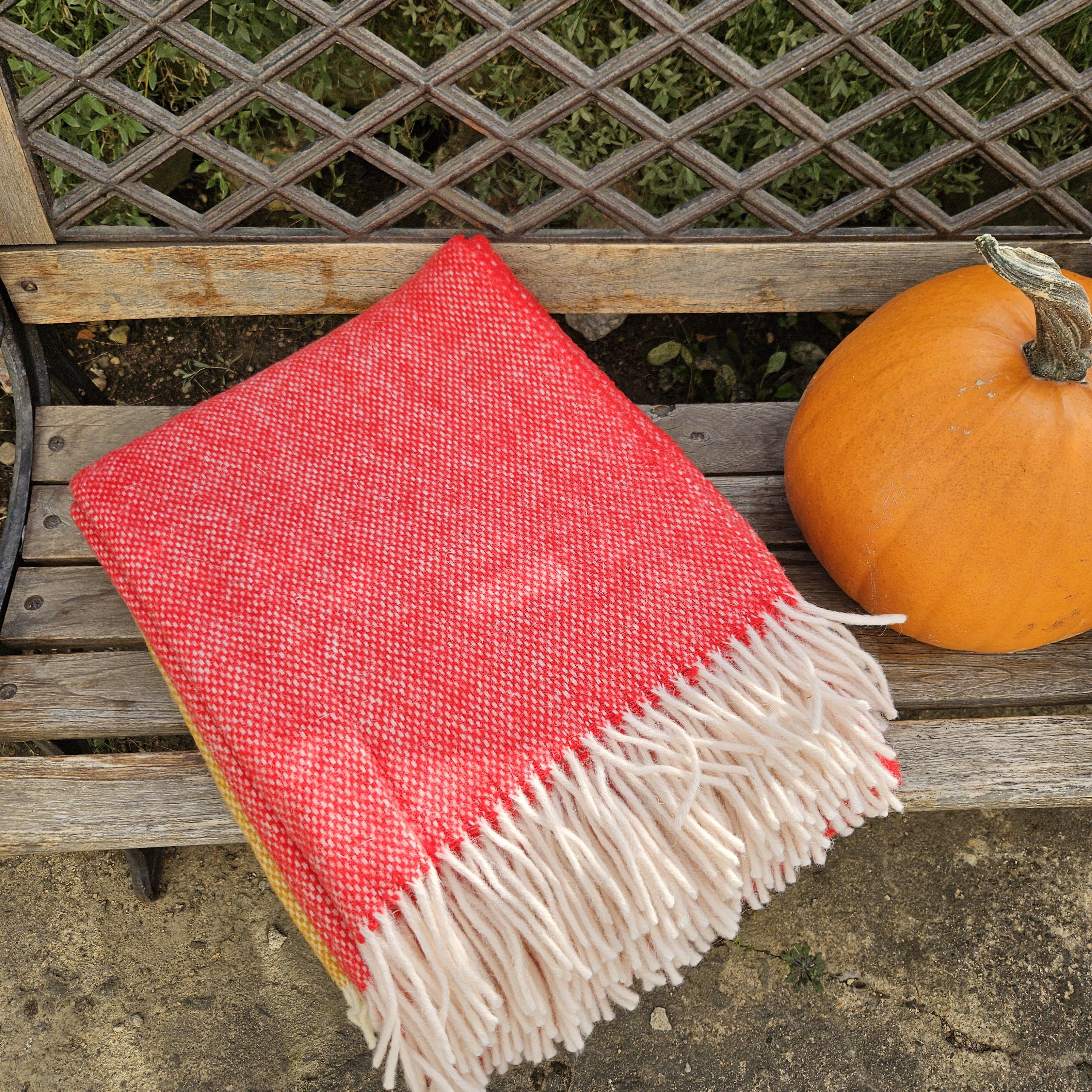 Wool Blanket – 100% New Zealand Wool Throw | Mustard Yellow Plaid Coverlet