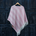 Pink Wool Poncho - Hooded Wool Blanket Cape With Fringes, Comfortable Outdoor Wear