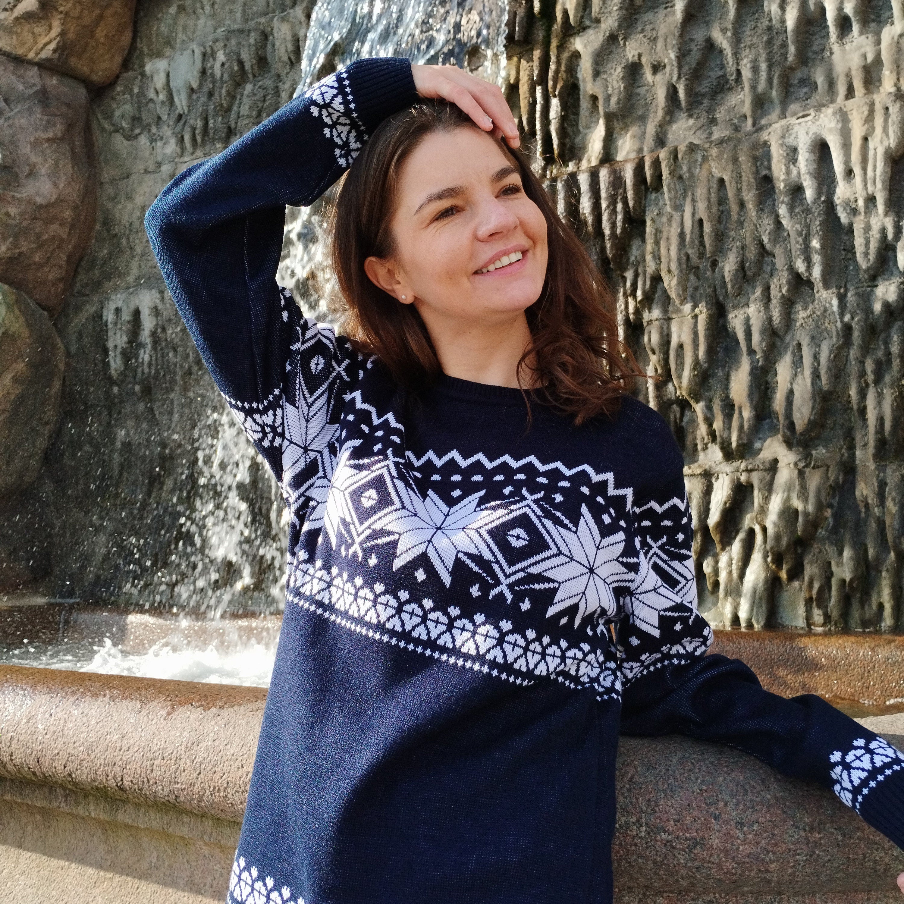 Scandinavian Wool Jumper – Lightweight Organic Wool Blend Pullover With Snowflake Pattern
