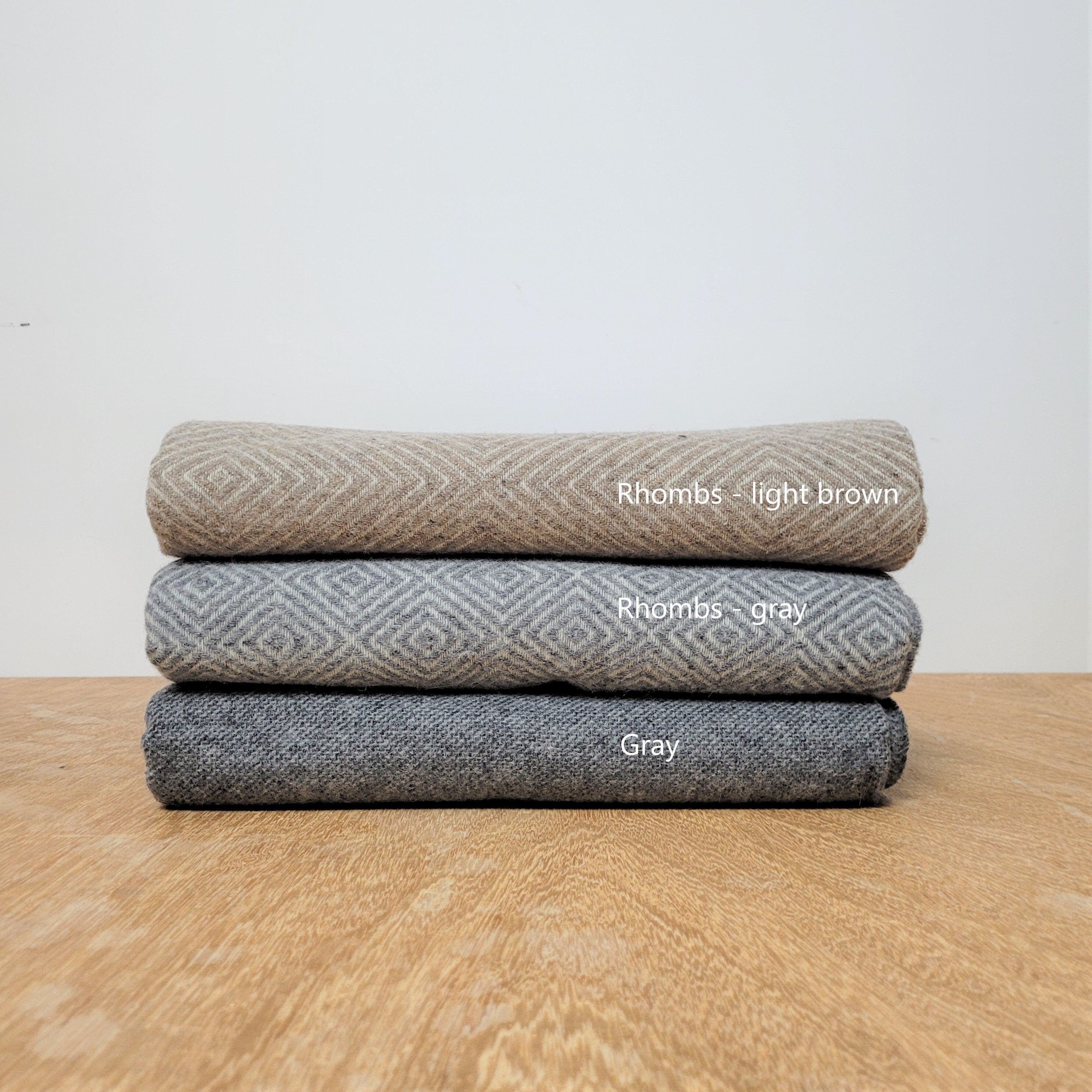 Merino Wool Throw - Lightweight Wool Plaid Blanket | Soft Cozy Diamond Pattern