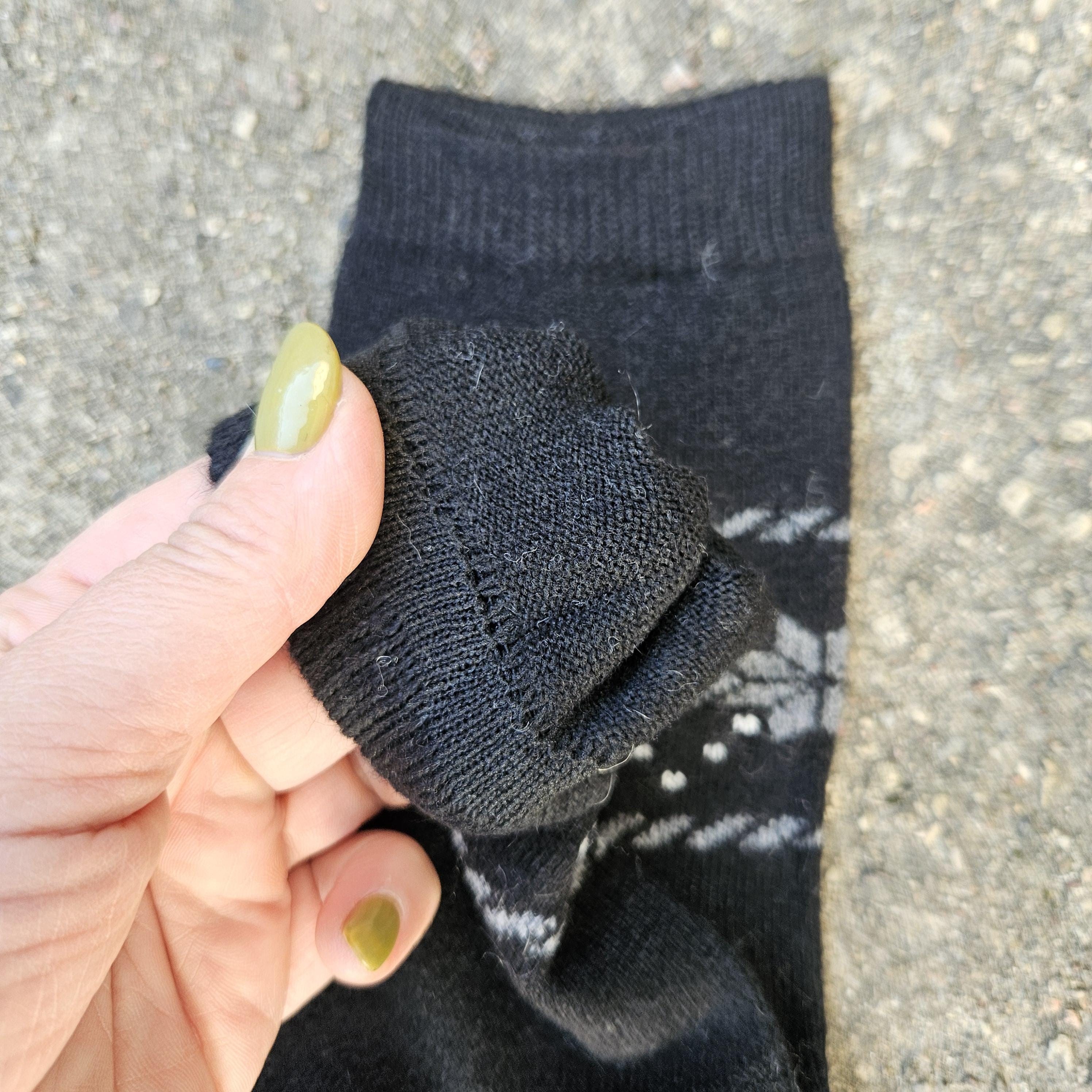 Thin Merino Wool Socks - Black Nordic Snowflakes | Lightweight Winter Hiking Socks