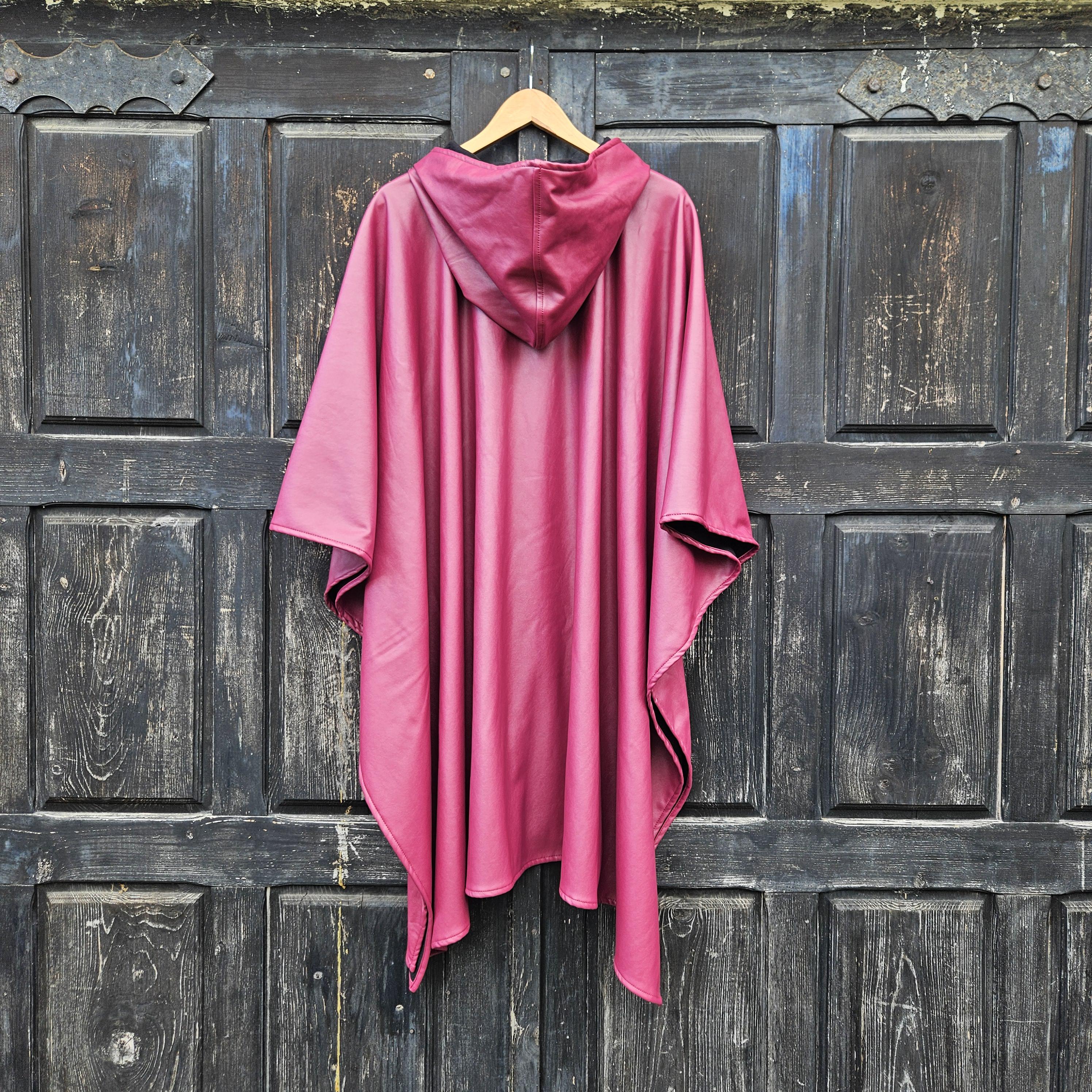 Waterproof Rain Poncho - Unisex Hooded Ruana Style Cape With Zip, Windproof Lightweight Cloak