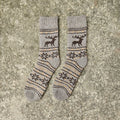 Alpaca Wool Socks – Warm Nordic Moose Pattern Ankle Socks With Reinforced Arch Support