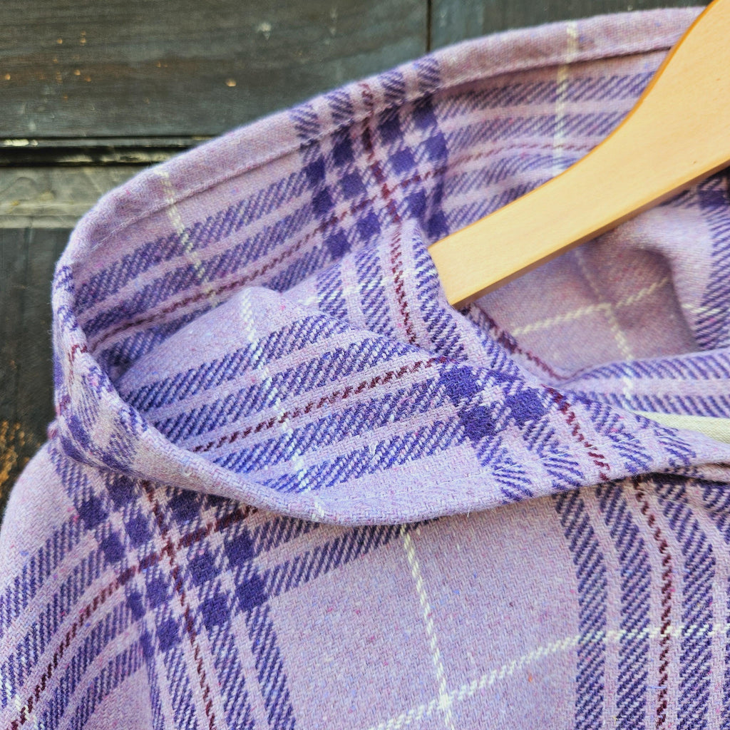 Wool Poncho - Unisex Ruana Cape With Hood | Purple Wool Blanket Poncho