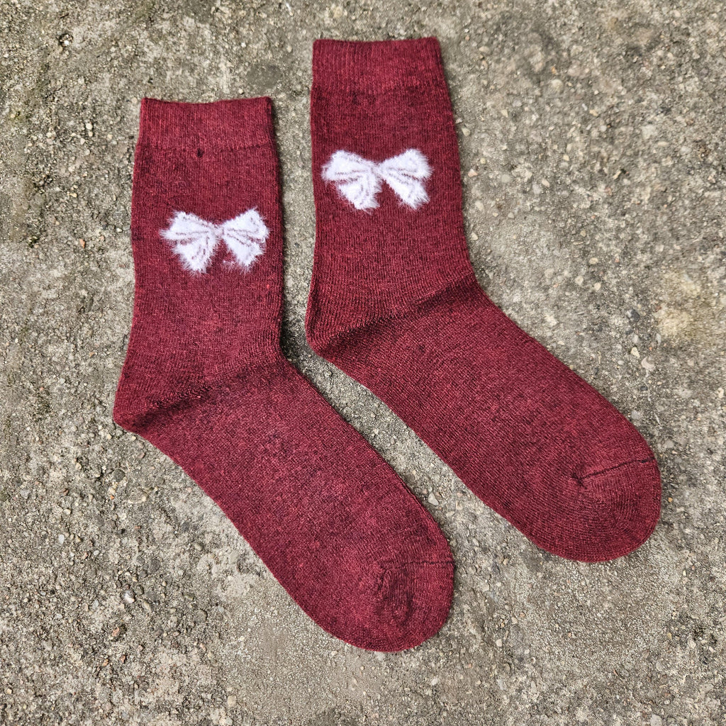 Thin Merino Wool Socks - Size EUR 35-38 39-42 Nordic warm socks for men or women Unisex Hiking Running everyday GRAY pink black navy red Bow