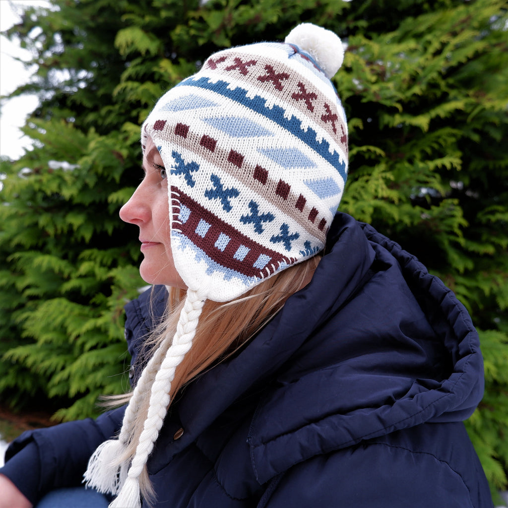 Knitted Wool Hat - Soft Warm Earflap Hat with Fleece Lining | Unisex Winter Cap