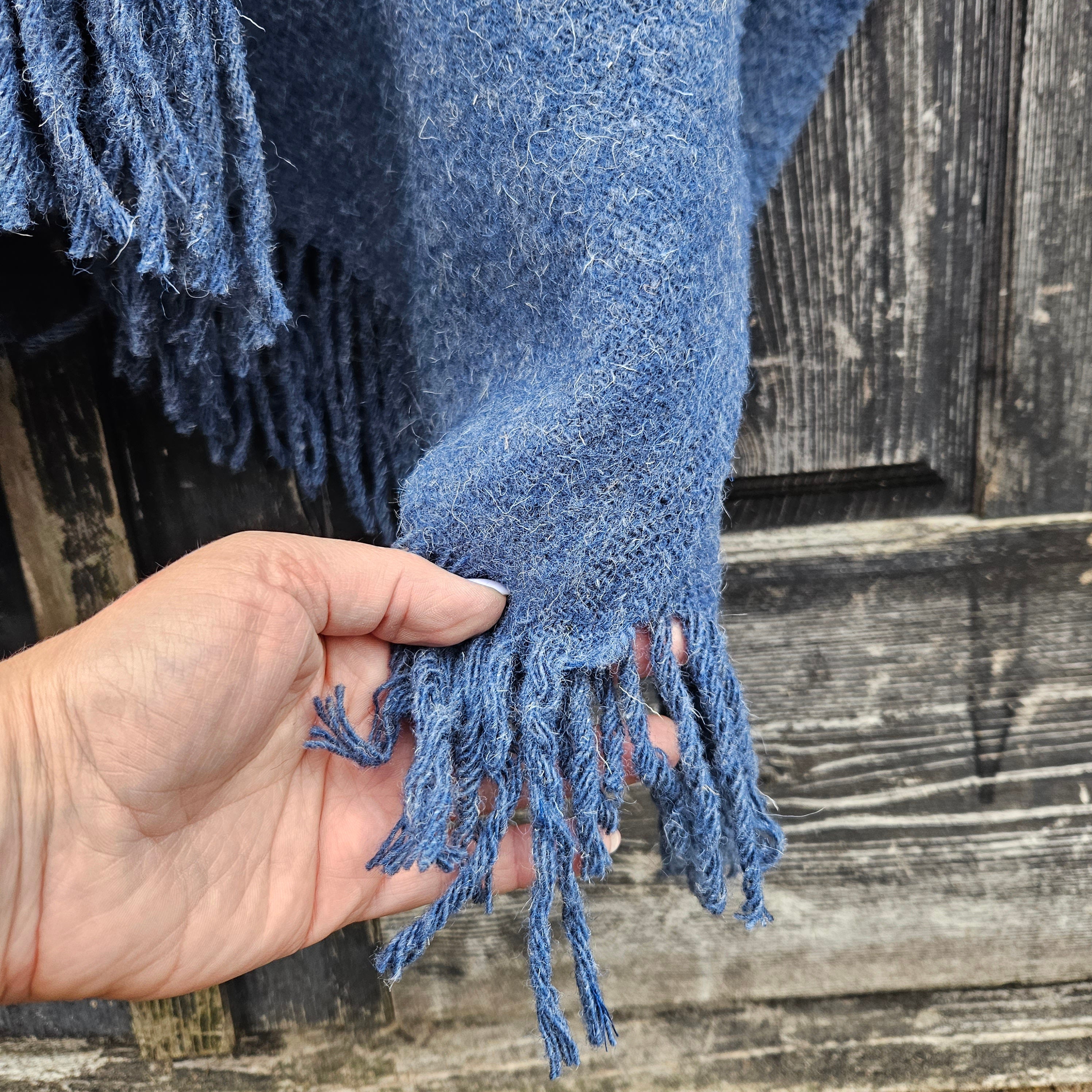 Wool Poncho Oland – Unisex Ruana Cape Grey Wool Blanket – Comfortable Outdoor Cloak