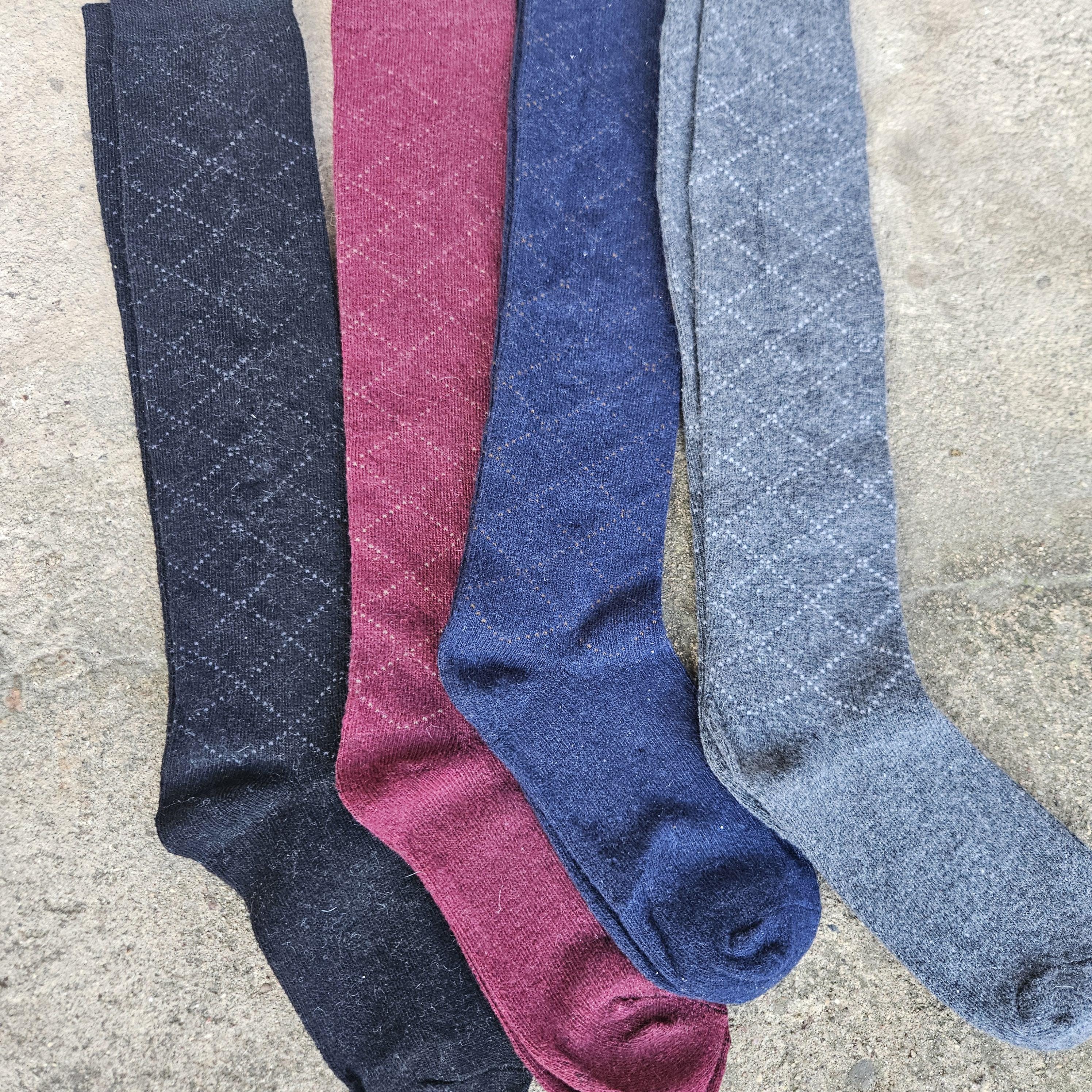 Merino Wool Socks - Knee Long Warm Wool Socks With Reindeer Pattern | Soft Breathable
