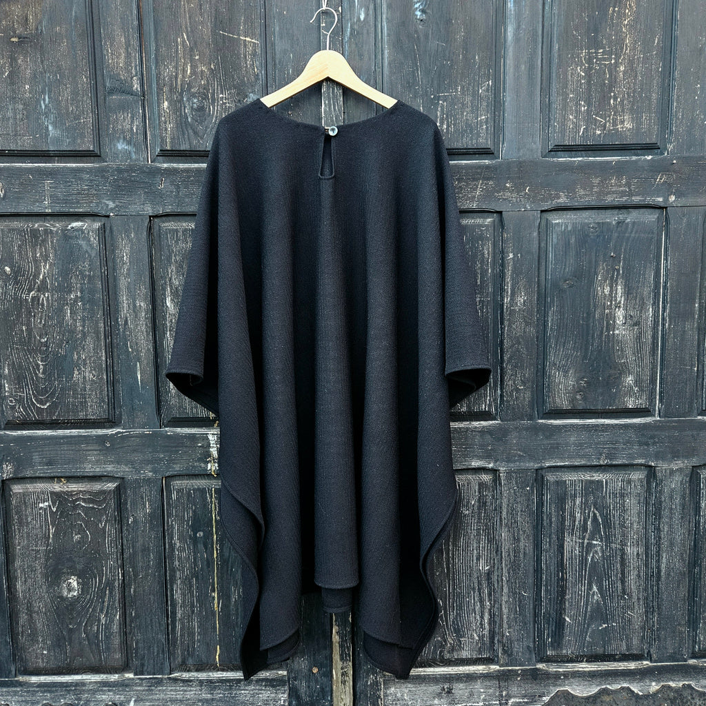 Wool Poncho - Unisex Ruana Cape | Grey Wool Blanket Hooded Shawl Cloak