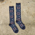 Merino Wool Socks - Knee Long Warm Wool Socks With Reindeer Pattern, Thin & Breathable