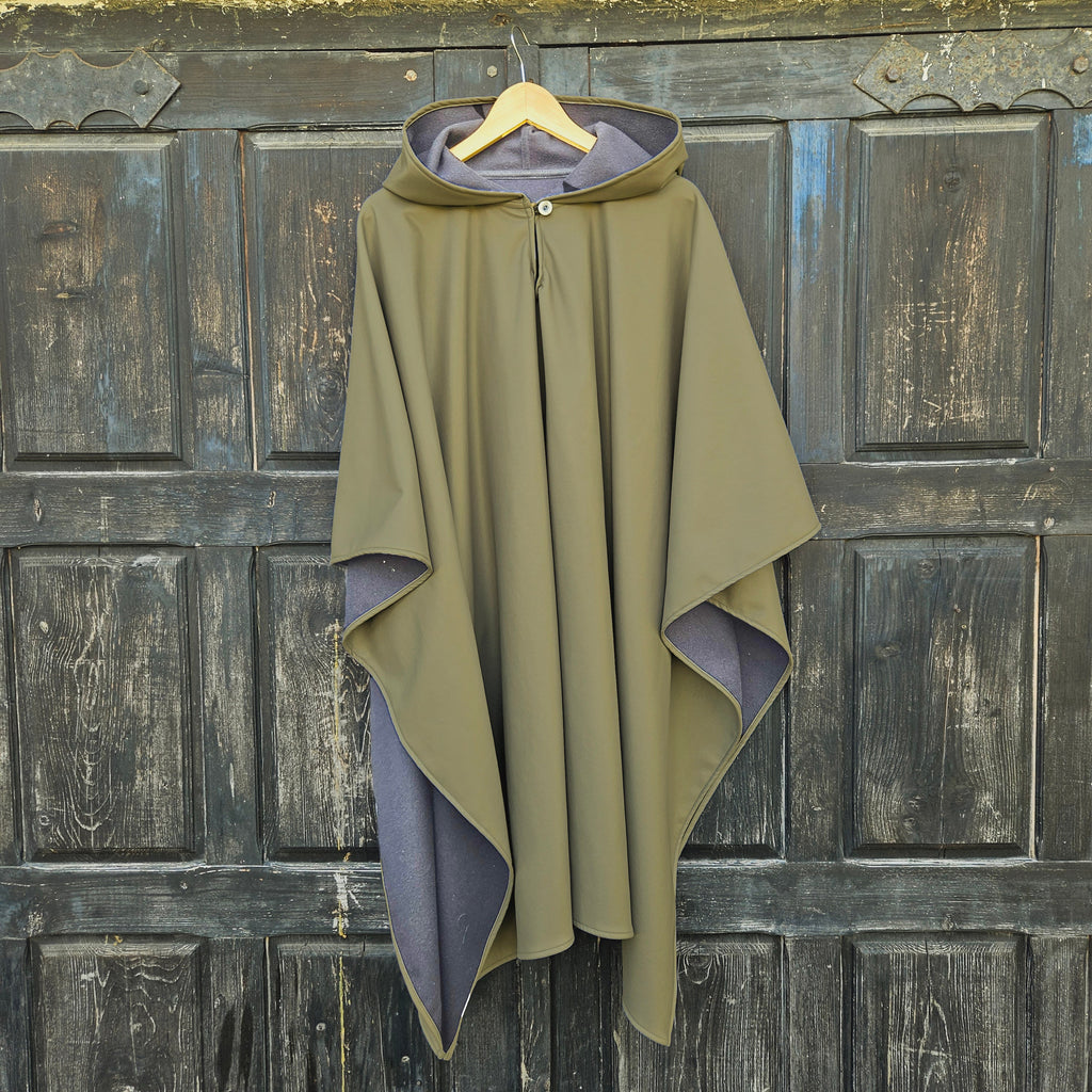 Waterproof Rain Poncho OLAND - Unisex Lightweight Hooded Ruana Cape | Windproof Outdoor Rainwear