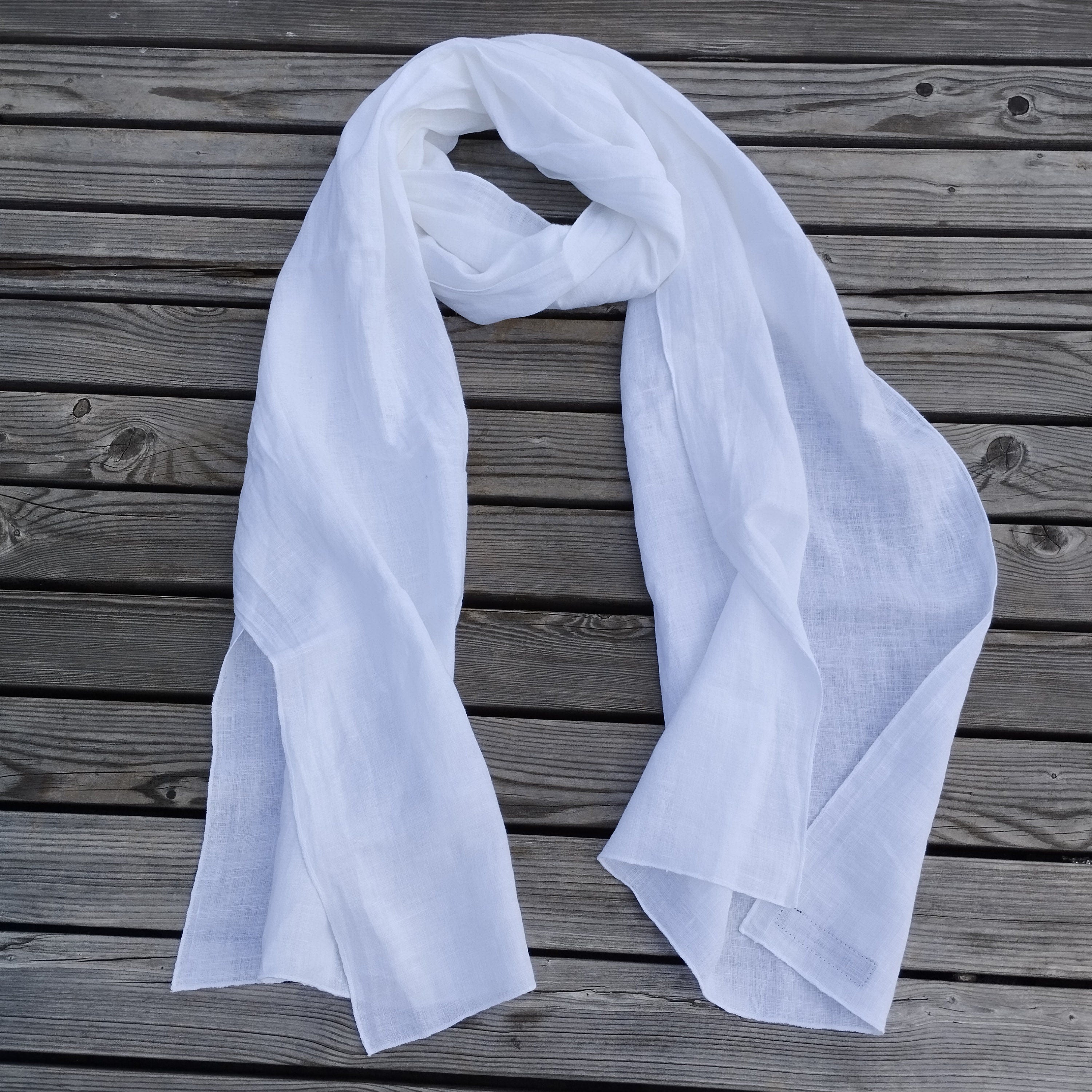 Linen Scarf – Unisex Flax Stole, Soft Lightweight Gauze Wrap for Mom Gift