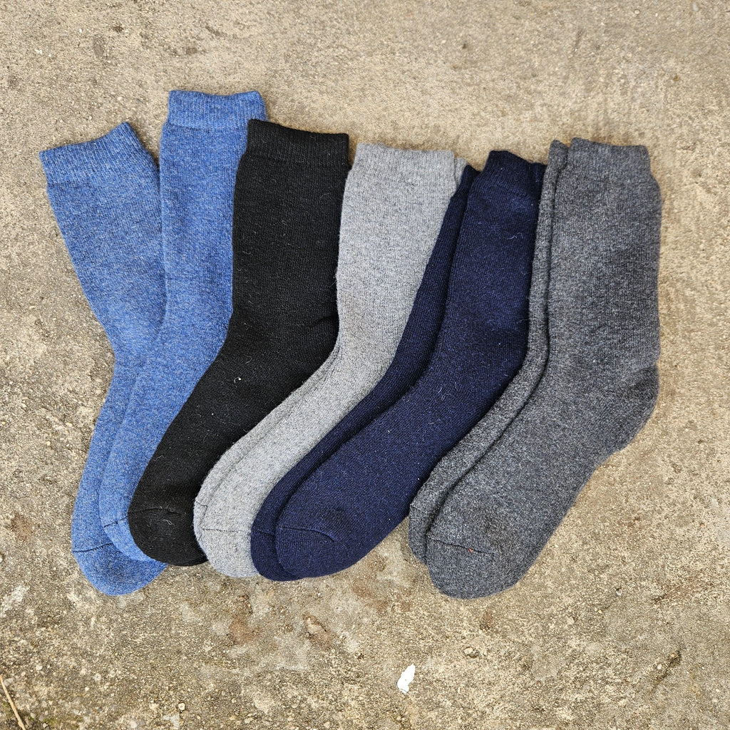 MERINO WOOL Socks thicker - Size EUR 39-42 43-46 Men Unisex Classic Brown Gray Back Navy  - Nordic walking socks Hiking everyday warm socks