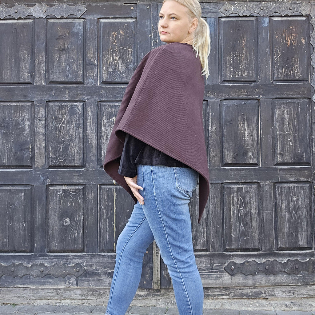 Wool Blanket Poncho - Soft Brown Wool Cape | Comfortable Unisex Hooded Shawl